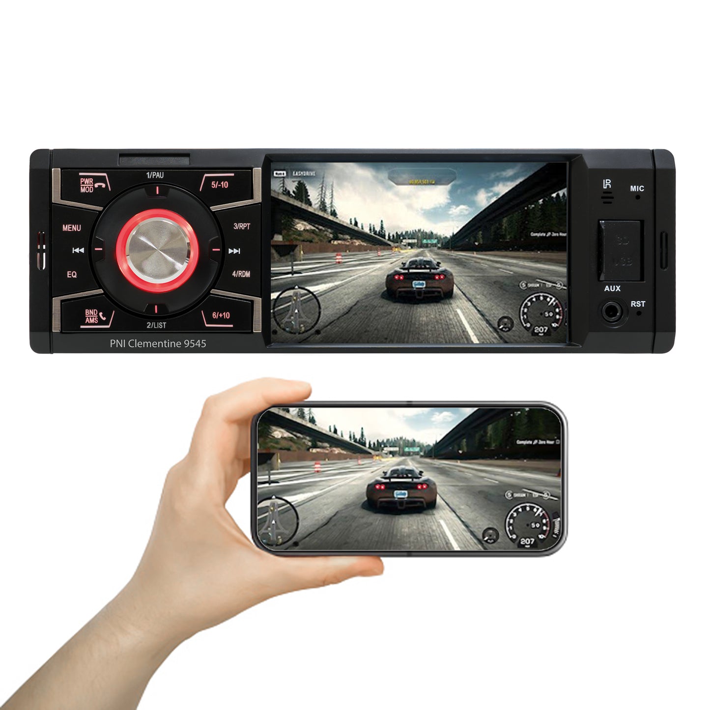 MP5 player auto PNI Clementine 9545 1DIN display 4 inch, 50Wx4, Bluetooth, radio FM, SD si USB, 2 RCA video IN/OUT