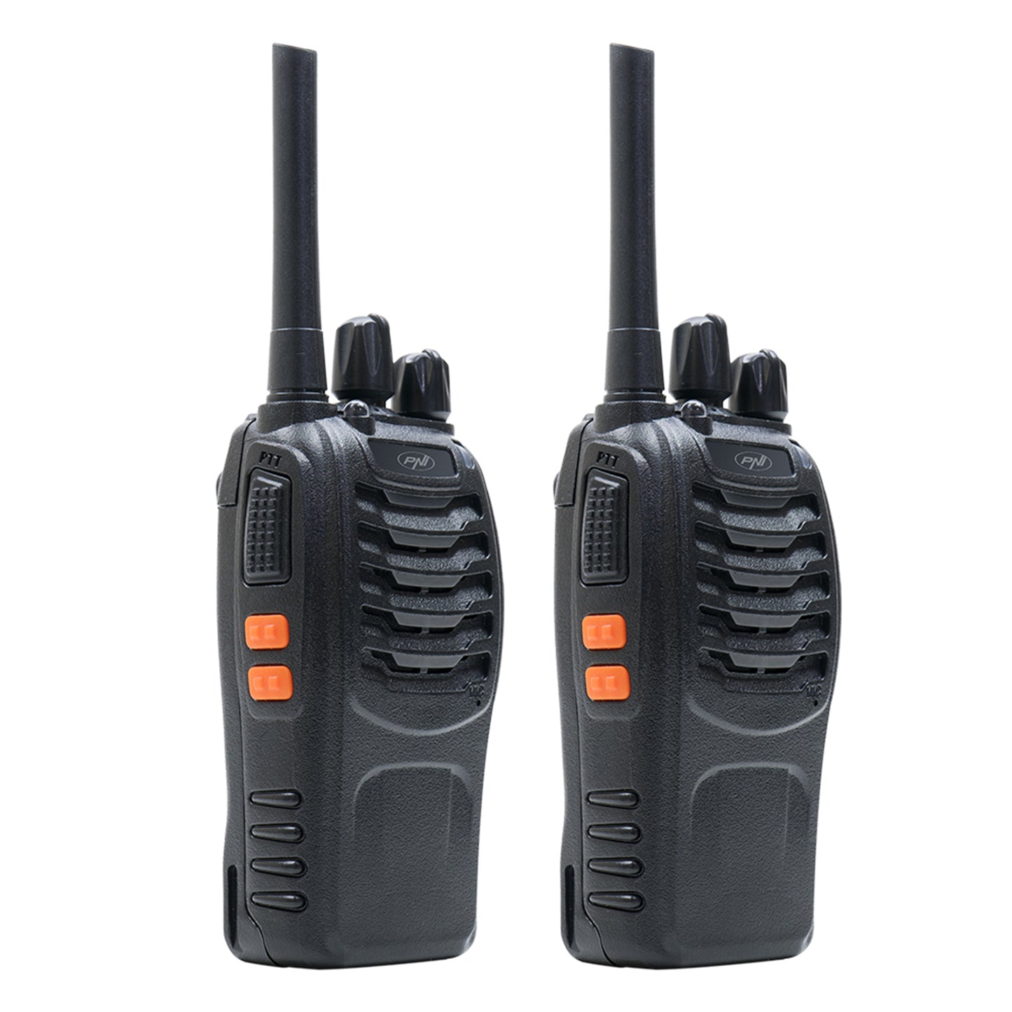 Statie radio portabila PNI PMR R40 PRO, set cu 2 buc, 0.5W, 16 canale programabile, 16 PMR si tonuri 50 CTCSS si 104 DCS, ASQ, TOT, monitor, programabila, acumulatori 1200mAh, incarcatoare si casti incluse