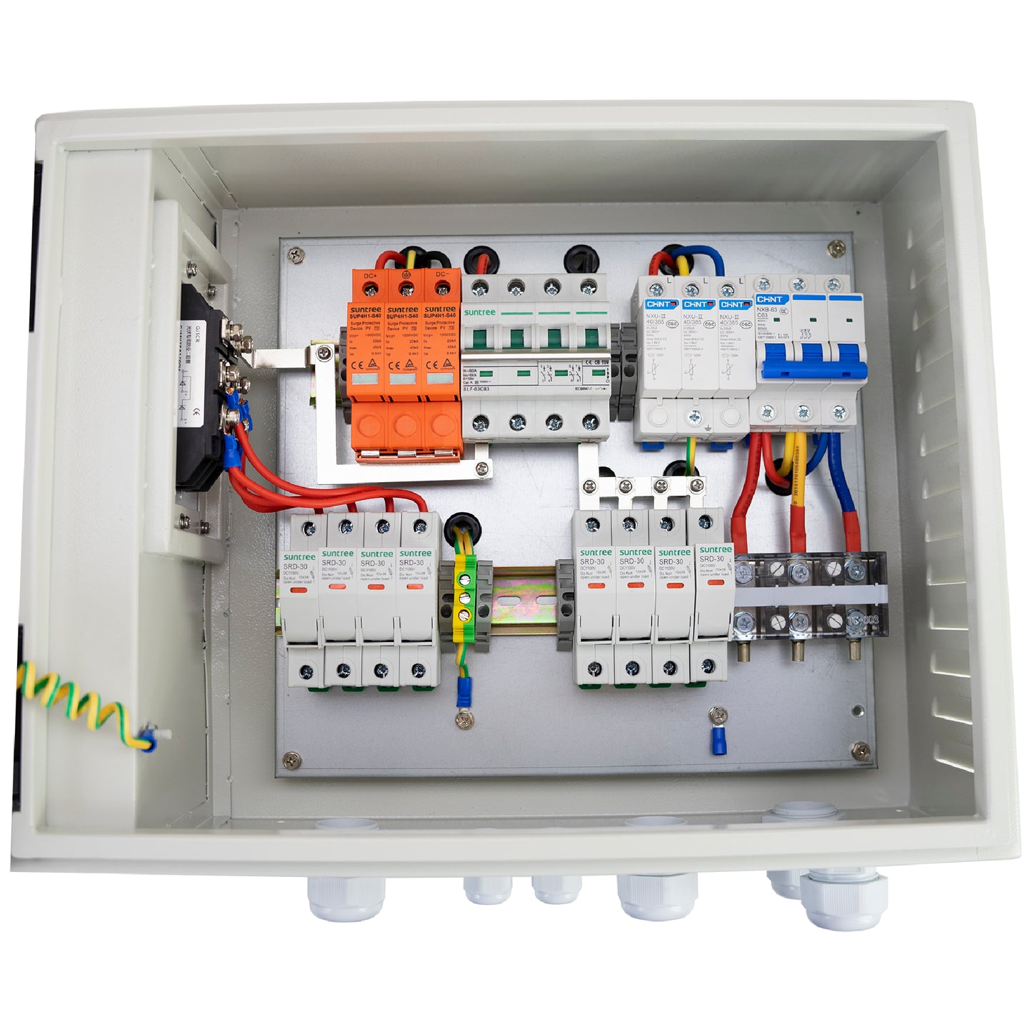 Tablou PNI CBT-3 de protectie si intrerupere sistem solar trifazic AC DC intrare 4 stringuri, iesire 1 string
