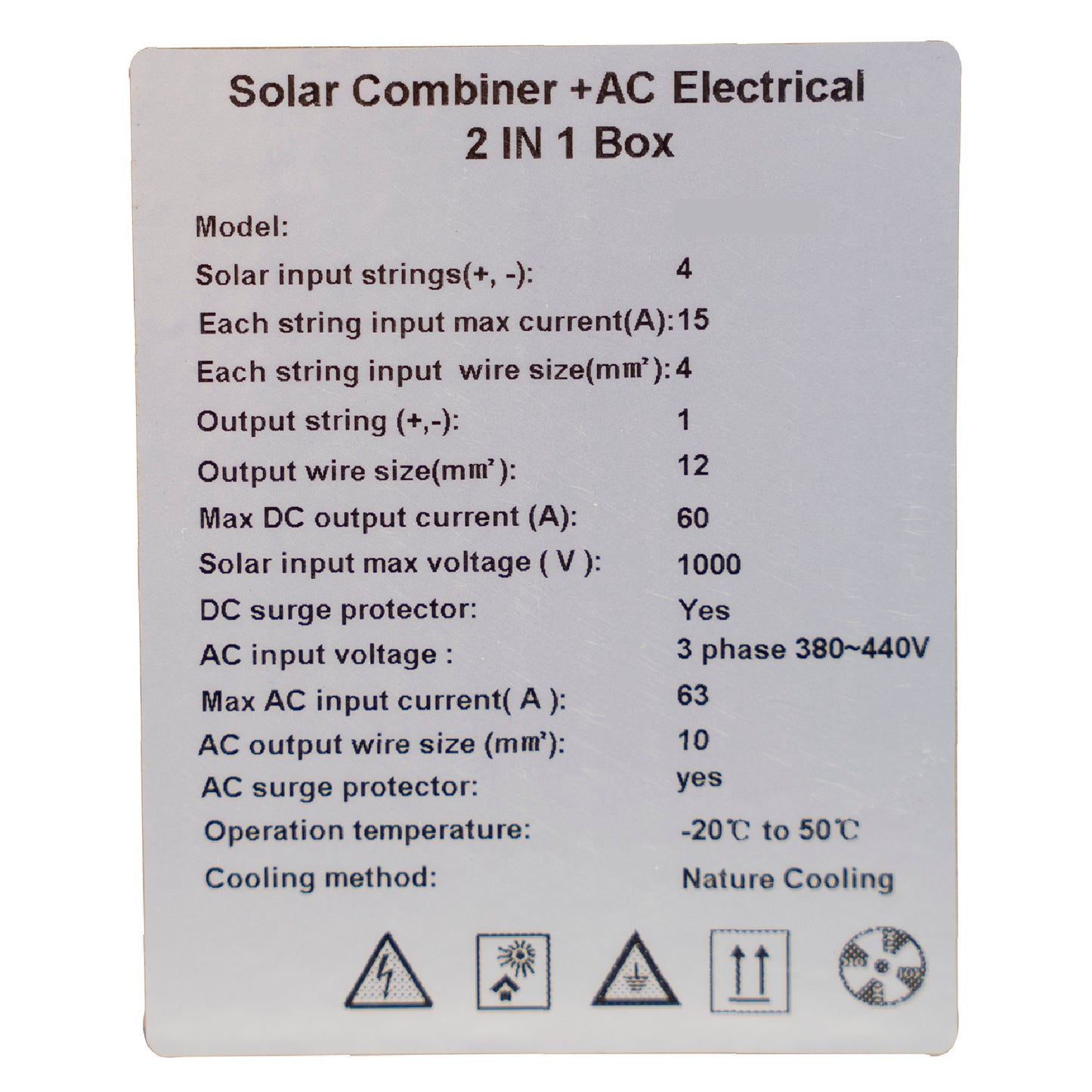 Tablou PNI CBT-3 de protectie si intrerupere sistem solar trifazic AC DC intrare 4 stringuri, iesire 1 string