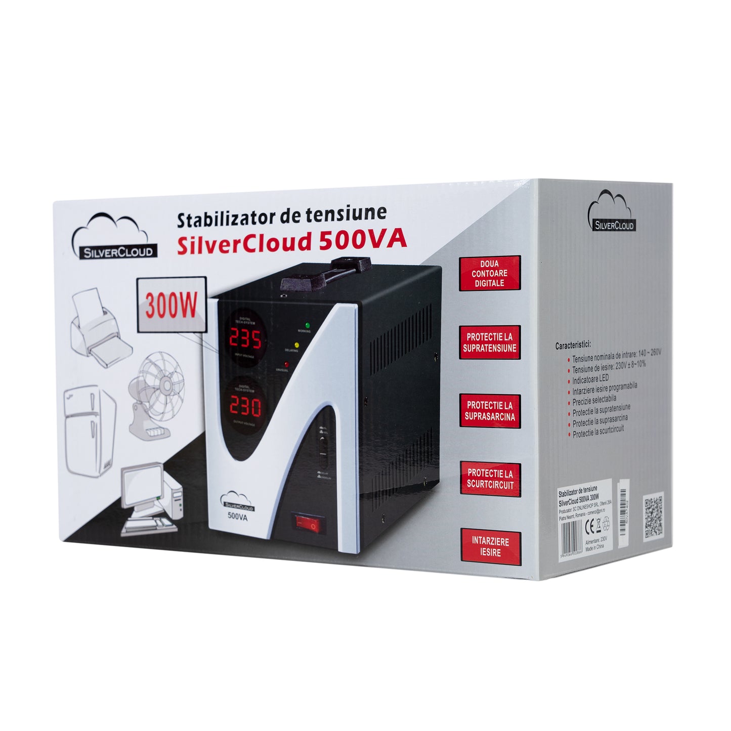 Stabilizator de tensiune SilverCloud 500VA 300W 2.3A