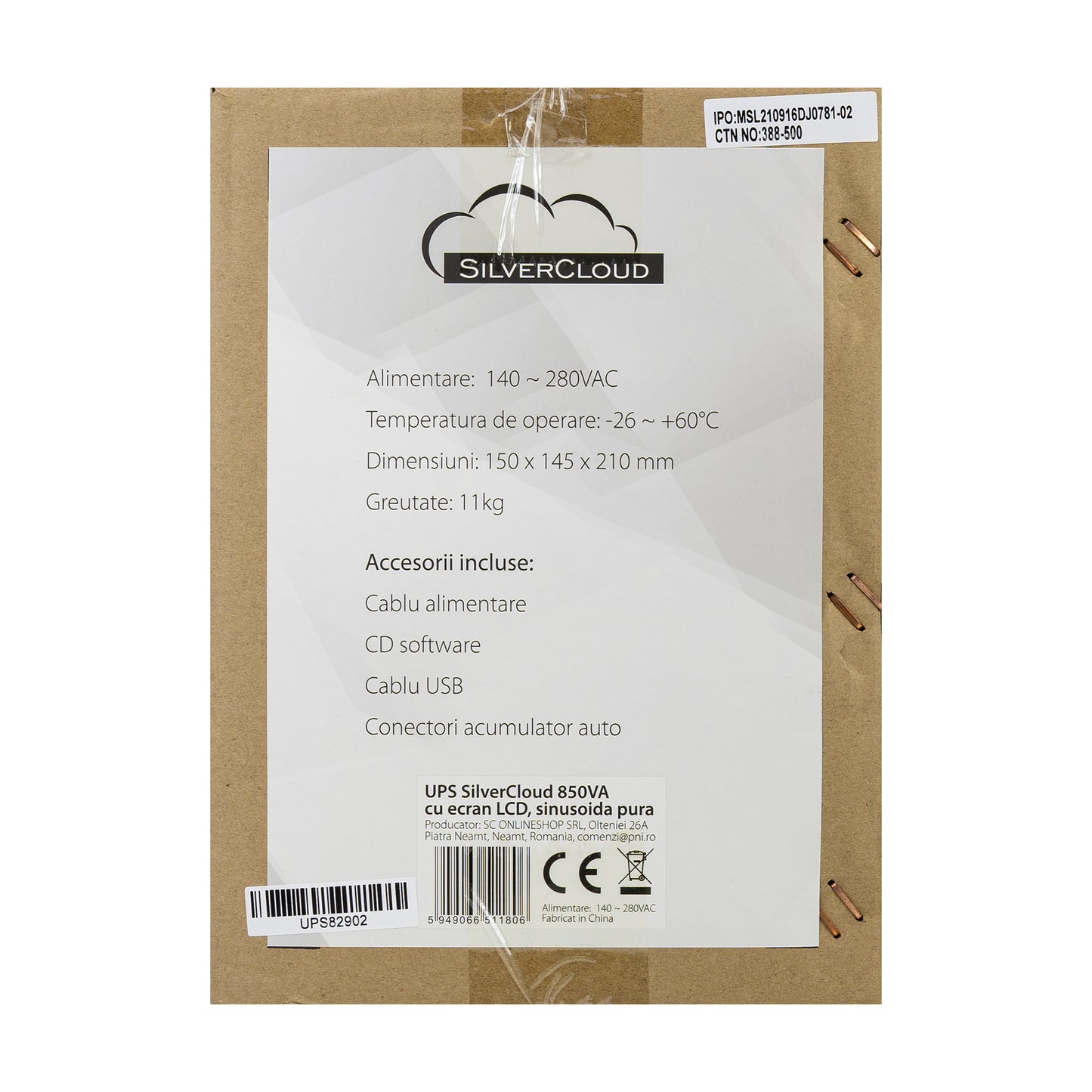 UPS SilverCloud 850VA cu ecran LCD sinusoida pura pentru centrale termice