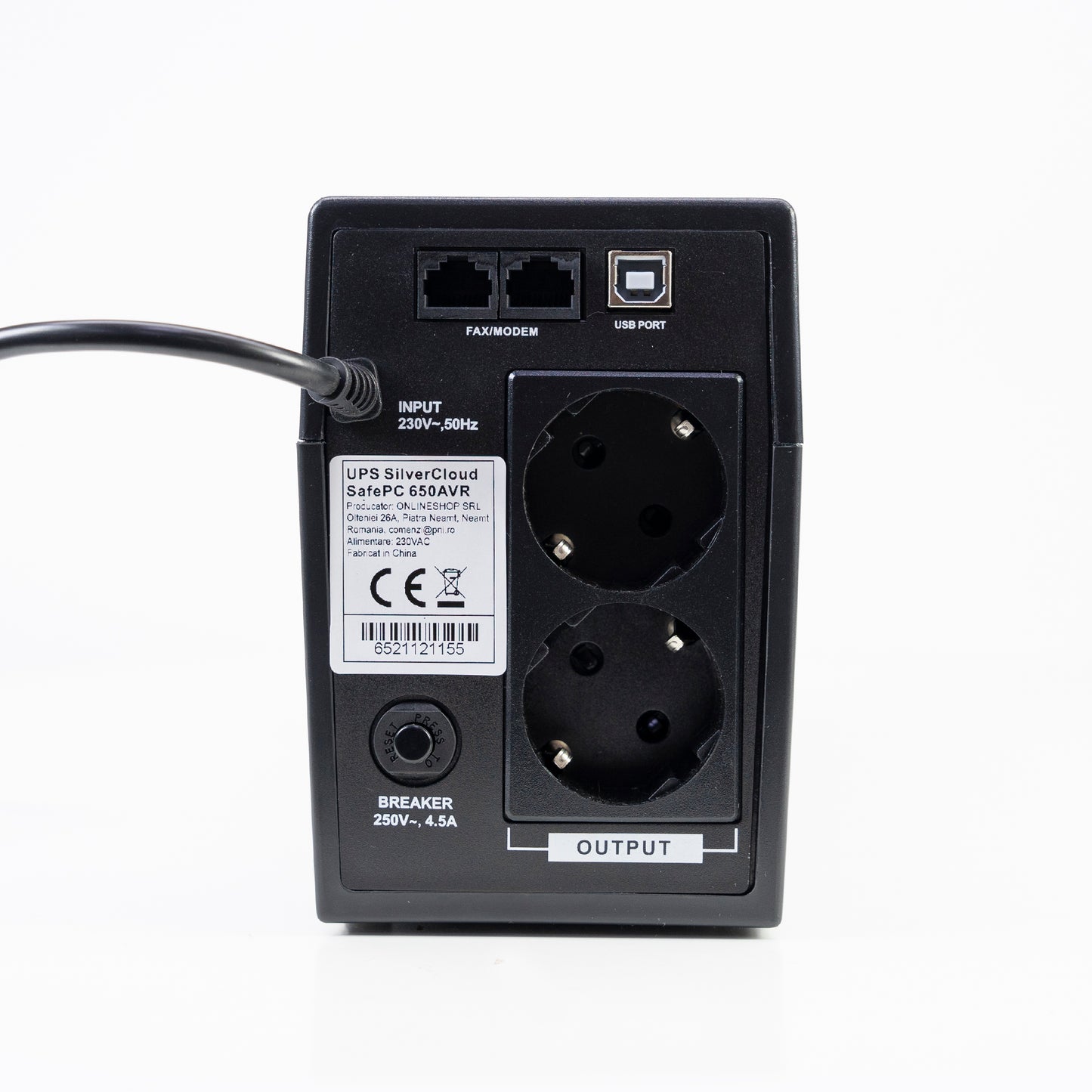 UPS SilverCloud SafePC 650AVR putere 360W ecran LCD software monitorizare PC