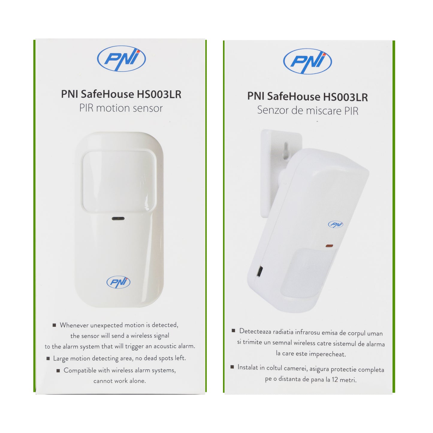 Senzor de miscare PIR PNI SafeHouse HS003LR fara fir pentru sisteme de alarma wireless