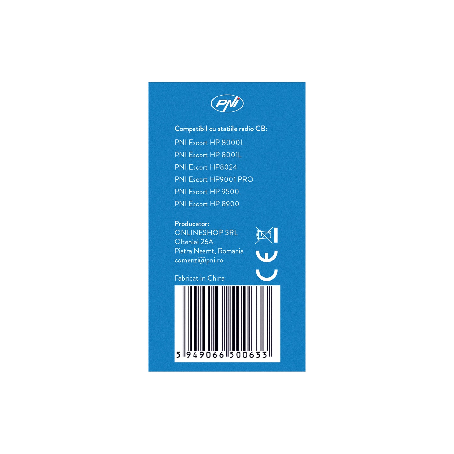 Microfon cu 6 pini pentru statii radio PNI Escort HP 8000L/8001L/8024/9001 PRO/9500/8900