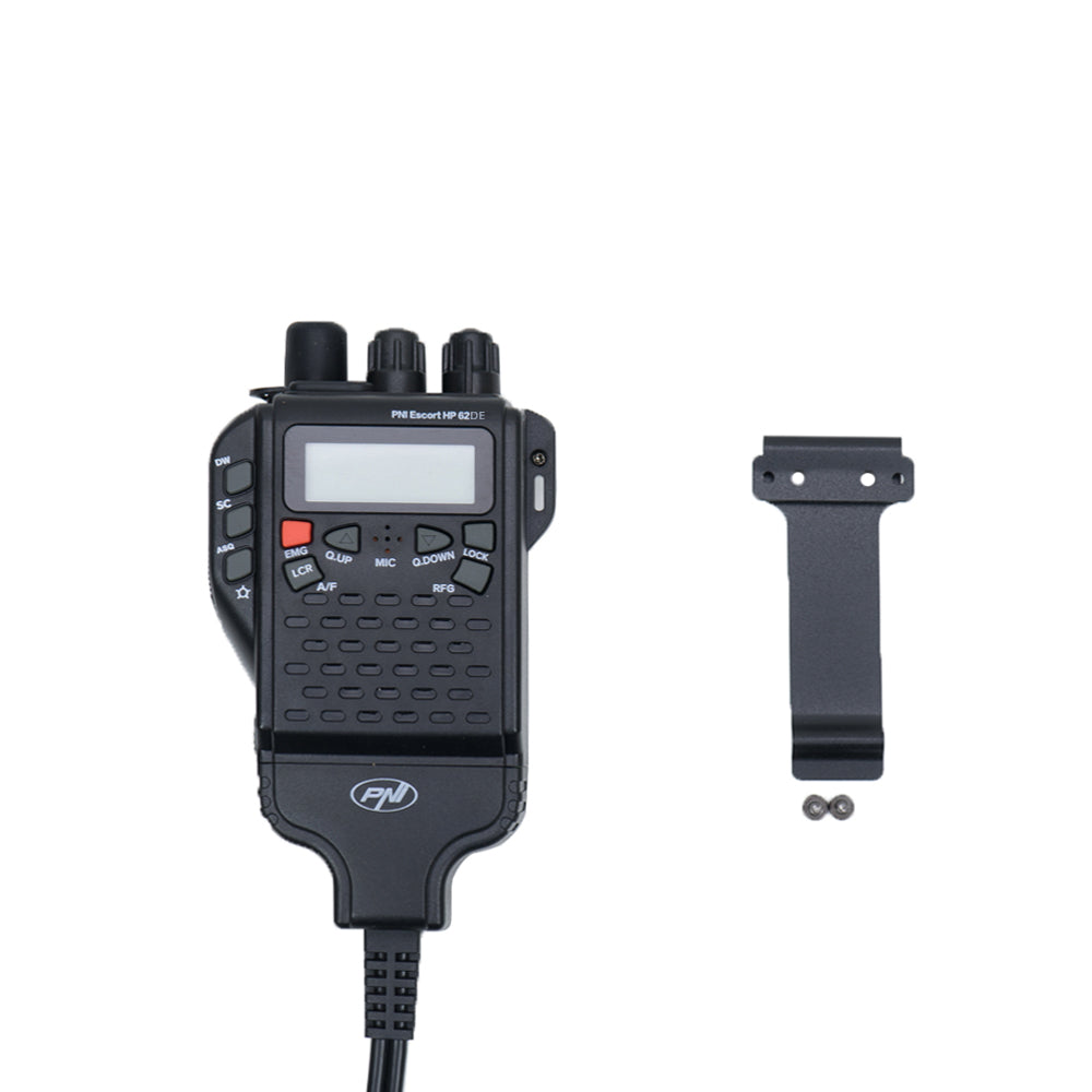 Statie radio CB portabila PNI Escort HP 62DE German version, multi standard, 4W, 12V, AM-FM, ASQ reglabil pe 5 niveluri, RF Gain pe 9 niveluri, Dual Watch, Scan, Lock