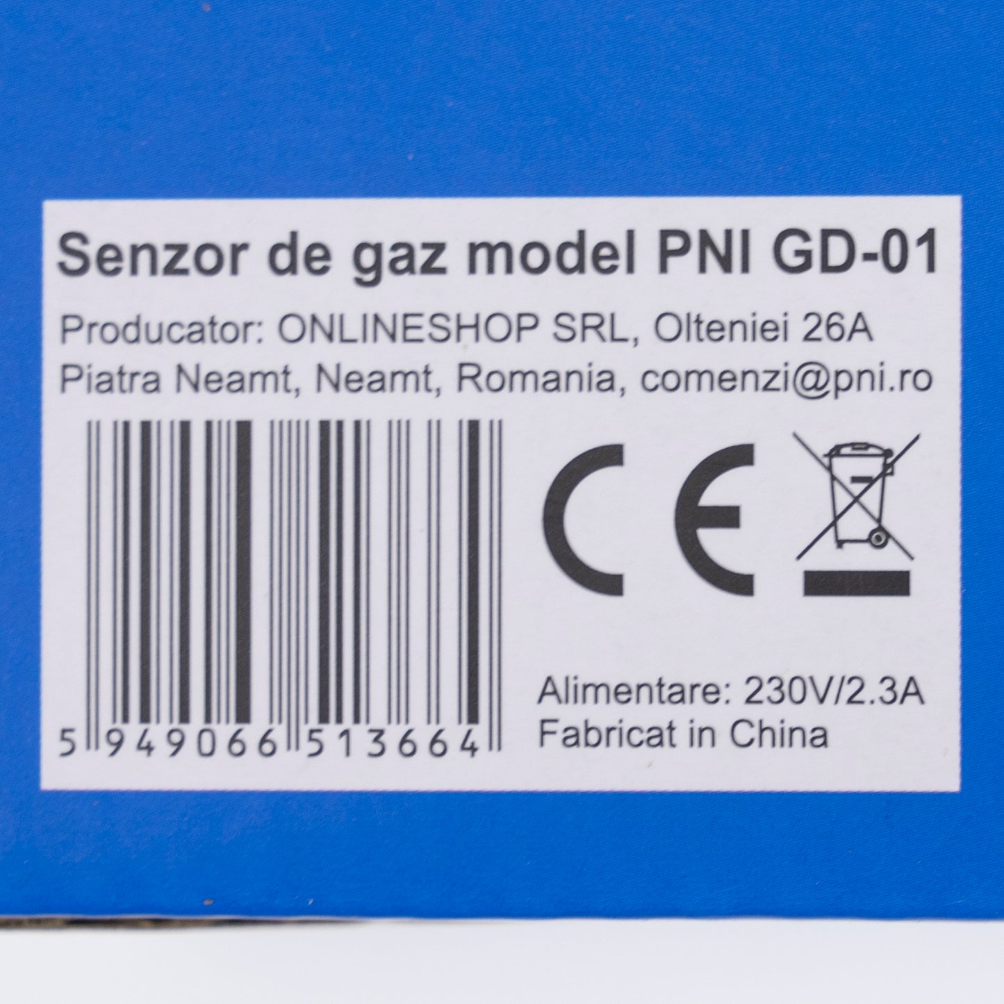 Senzor de gaz PNI GD-01, cu avertizare sonora si luminoasa, pentru GPL, gaze naturale, gaze de huila compatibil cu electrovalva PNI V-02
