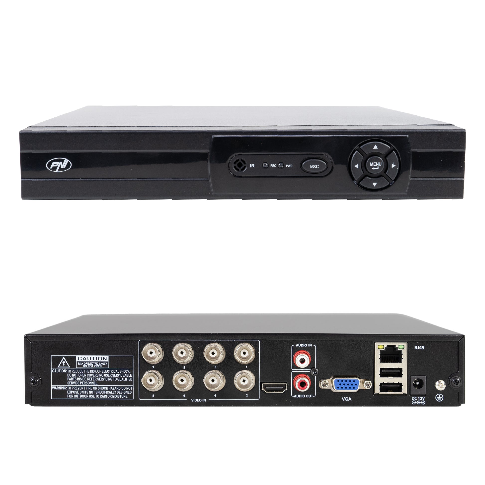 DVR/NVR PNI House AHD880, 8 canale analogice 4K-N sau 8 canale IP 5MP, H265+, intrare audio, iesire audio, USB2.0, 2 x SATA max 8TB
