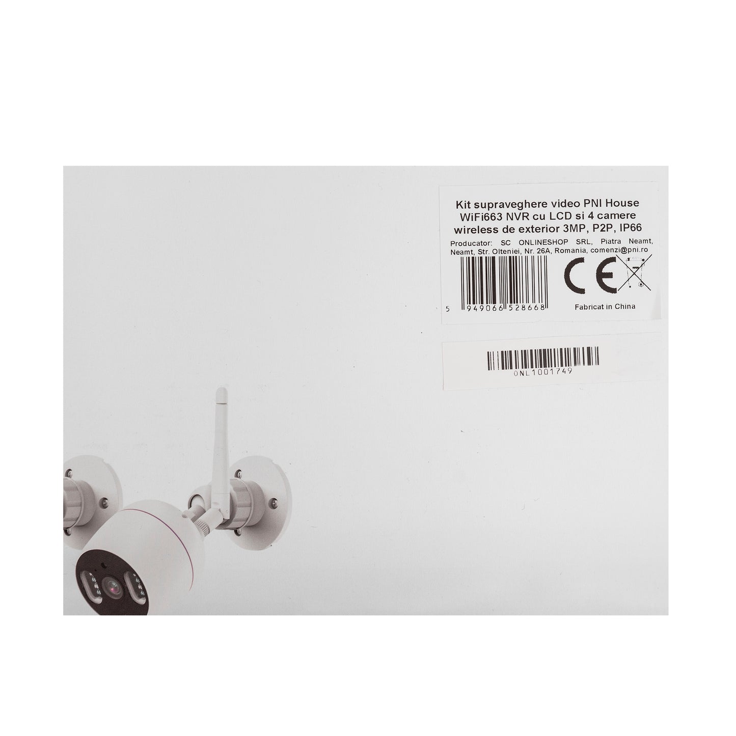 Kit supraveghere video PNI House WiFi663 NVR cu LCD si 4 camere wireless de exterior 3MP, P2P, IP66