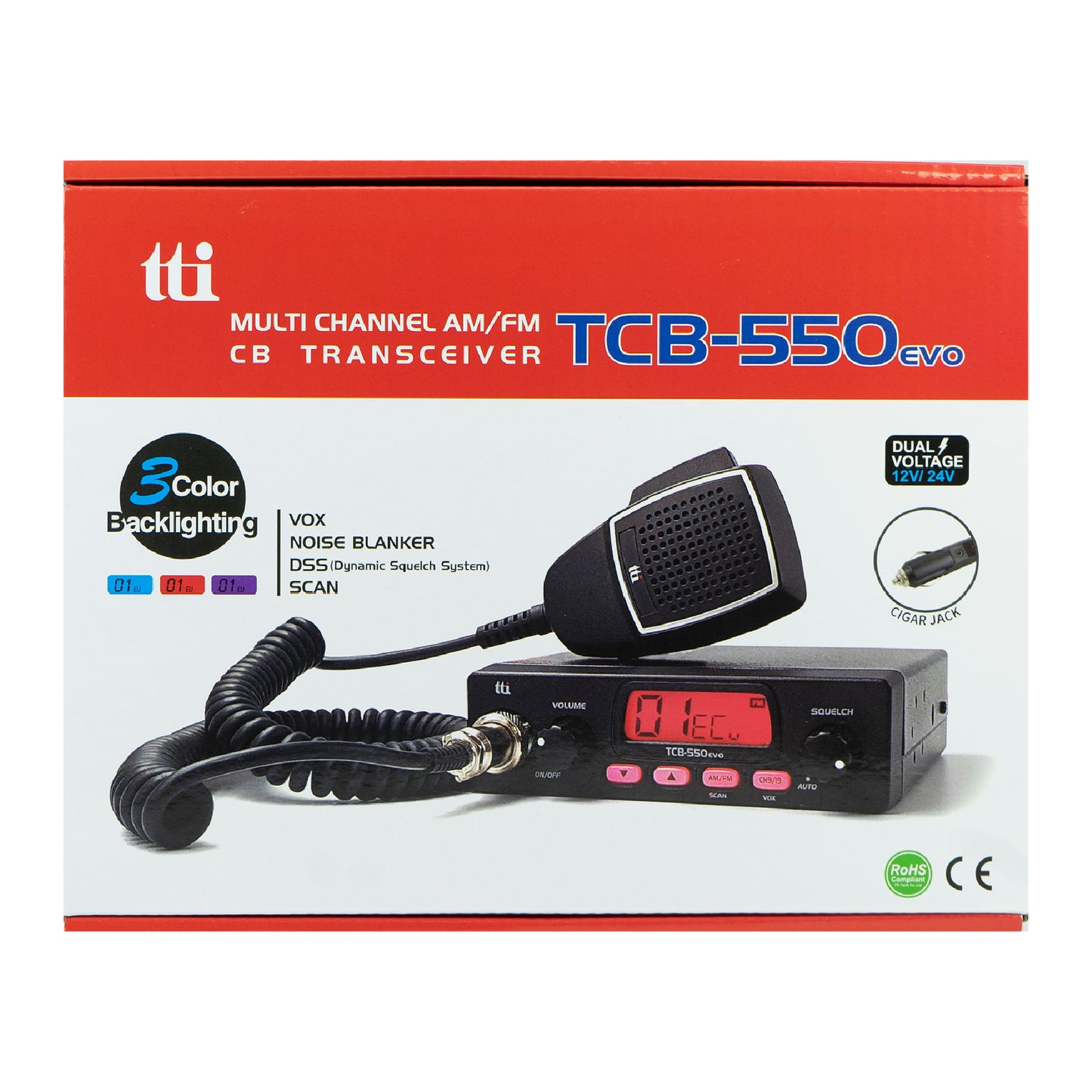 Statie radio CB TTi TCB-550 EVO, DSS, VOX, Filtru NB, Scan, ecran multicolor, 12-24V