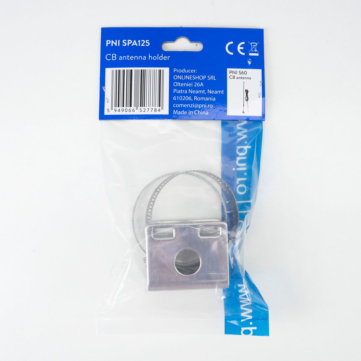 Suport metalic PNI SPA125, cu brida metalica, pentru montaj antena pe bara transversala