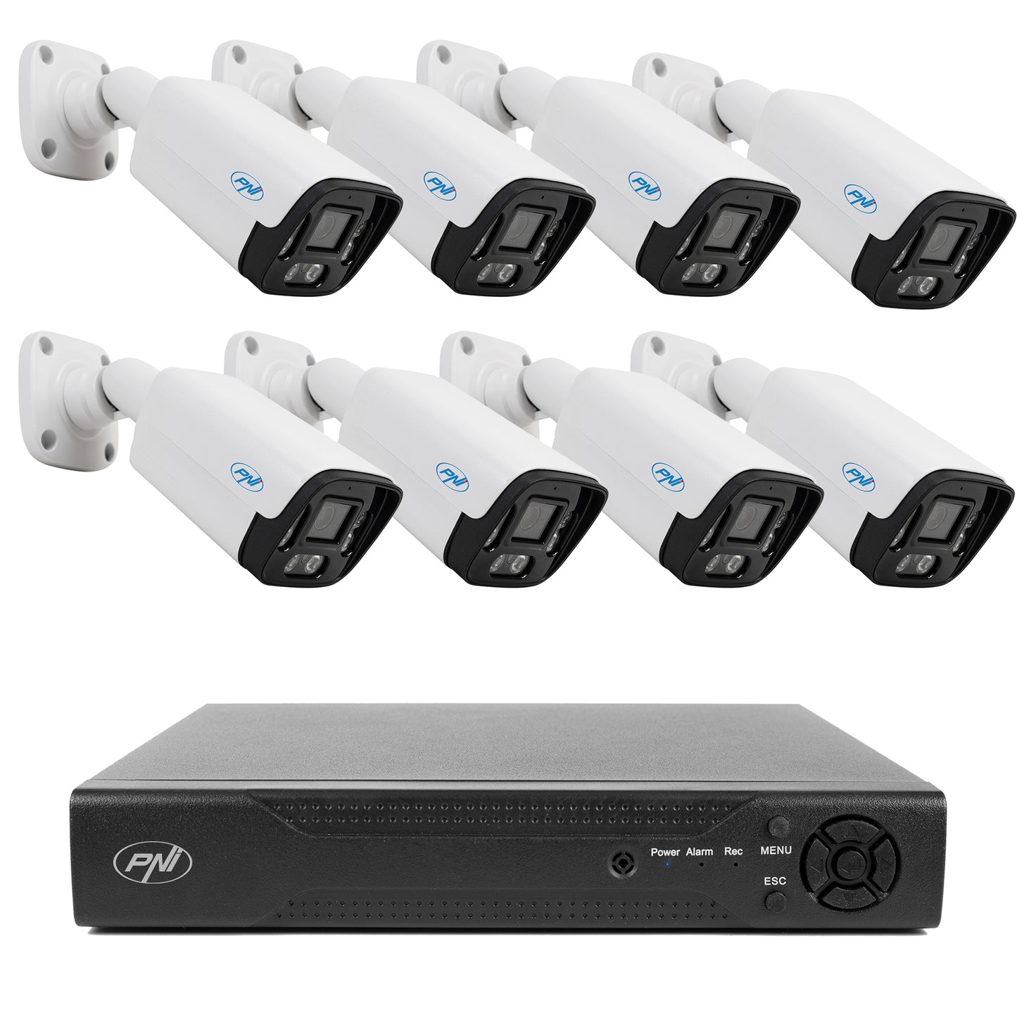 Pachet supraveghere video NVR PNI House IP716 si 8 camere PNI IP125 cu IP, 5MP