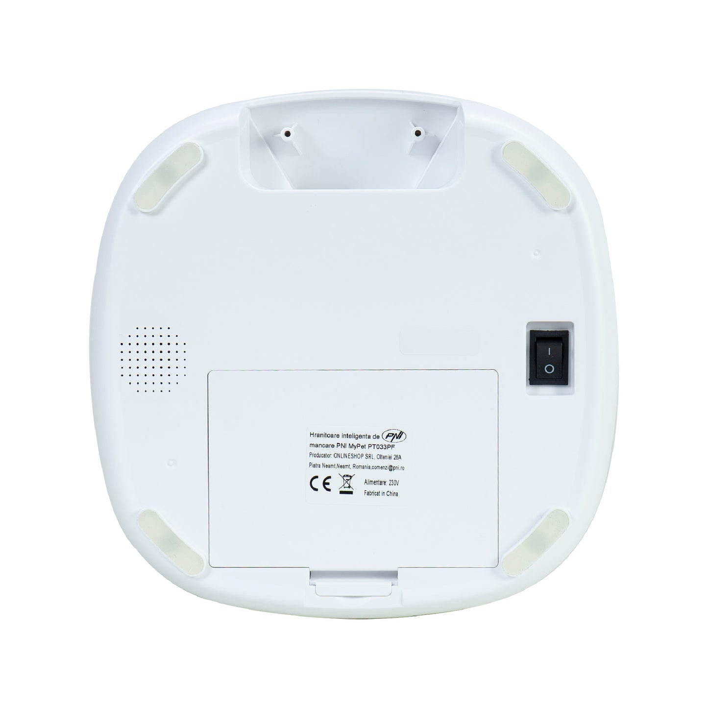 Hranitoare inteligenta de mancare PNI MyPet PT033PF pentru animale de casa, WiFi, 3 litri, programabil din aplicatia dedicata Tuya Smart, integrare in scenarii si automatizari smart cu alte produse compatibile Tuya