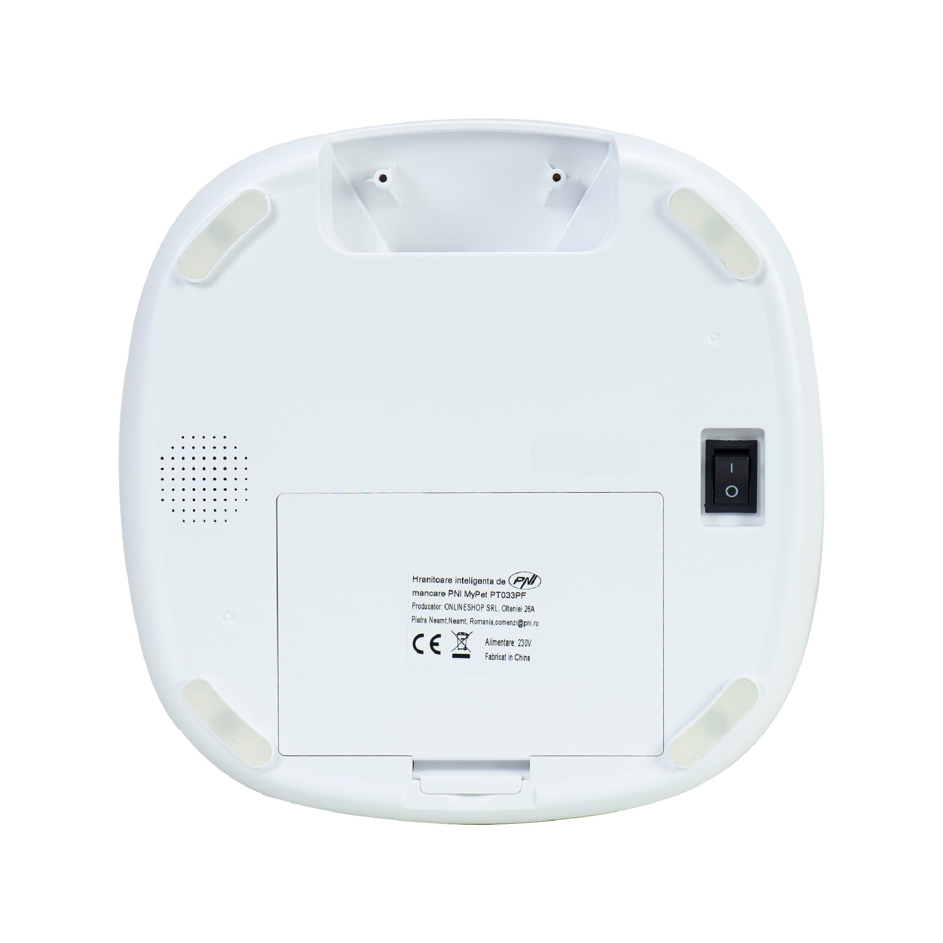 Hranitoare inteligenta de mancare PNI MyPet PT033PF pentru animale de casa, WiFi, 3 litri, programabil din aplicatia dedicata Tuya Smart, integrare in scenarii si automatizari smart cu alte produse compatibile Tuya