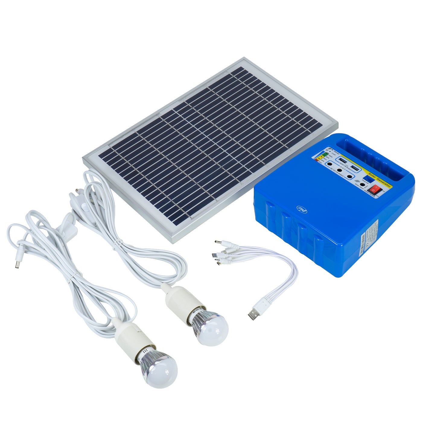 Sistem solar fotovoltaic PNI GreenHouse H01 30W cu acumulator 12V/7Ah, USB/Radio/MP3, 2 becuri LED