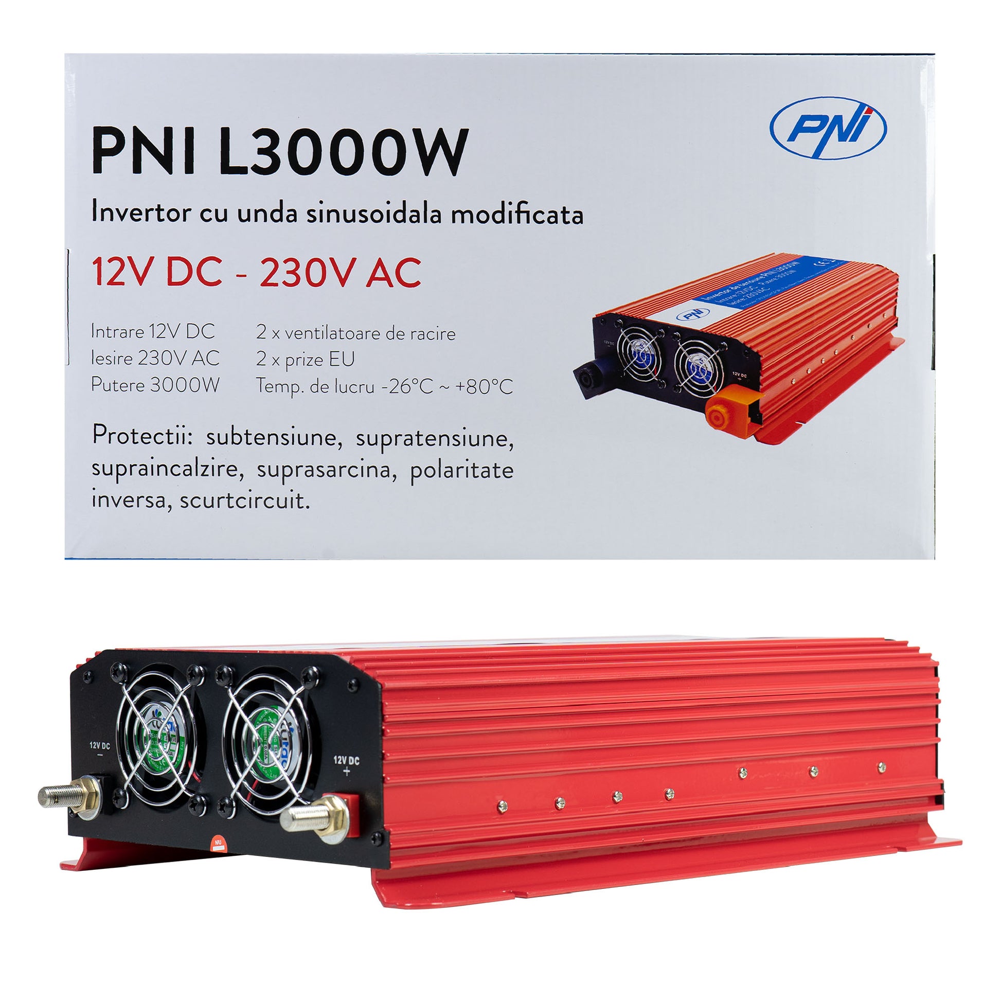 Invertor de tensiune PNI L3000W alimentare 12V iesire 230V