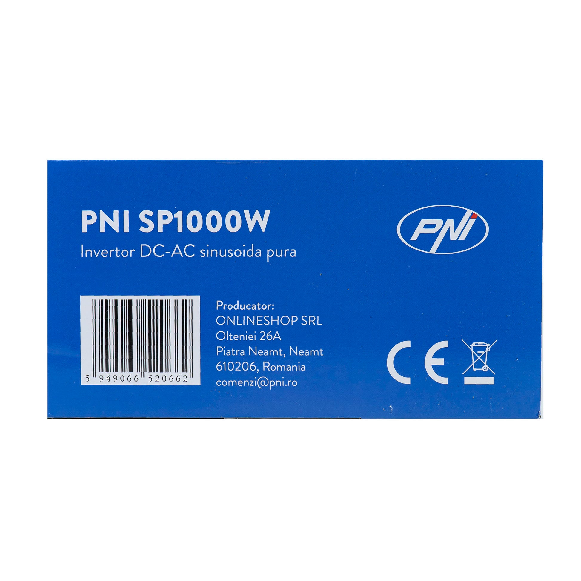 Invertor de tensiune PNI SP1000W cu sinusoida pura, alimentare 12V sinus pur