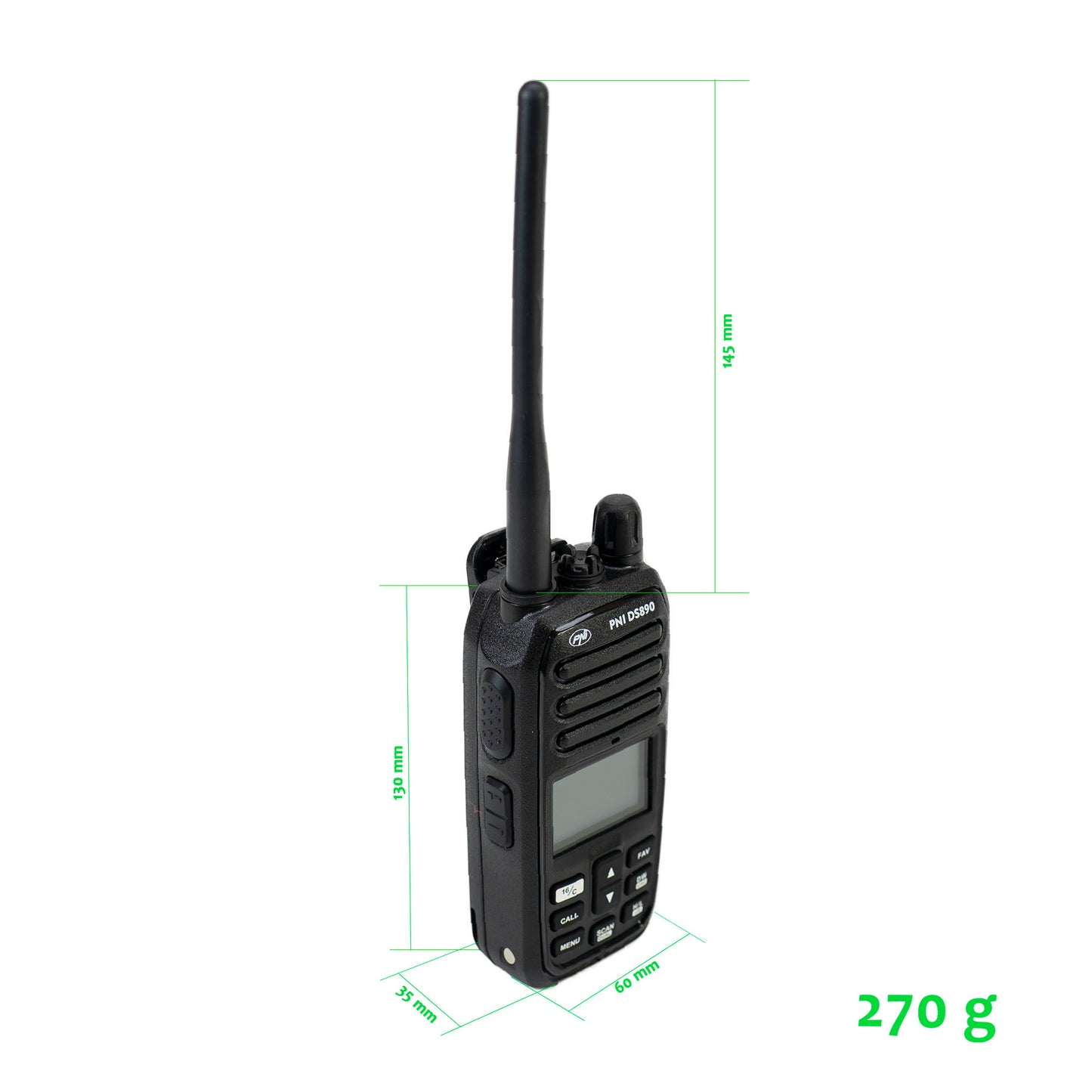 Statie radio maritima portabila PNI DS890 88 canale, 10 canale meteo, Squelch reglabil, Roger Beep, Dual Watch, Scan, Call, NRC, acumulator 1800mAh, IP67