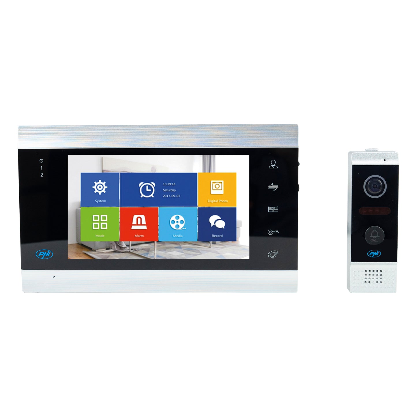 Interfon video inteligent PNI SafeHome PT720MW WiFi HD, P2P, monitor interior, aplicatie dedicata Tuya Smart, integrare in scenarii si automatizari smart cu alte produse compatibile Tuya