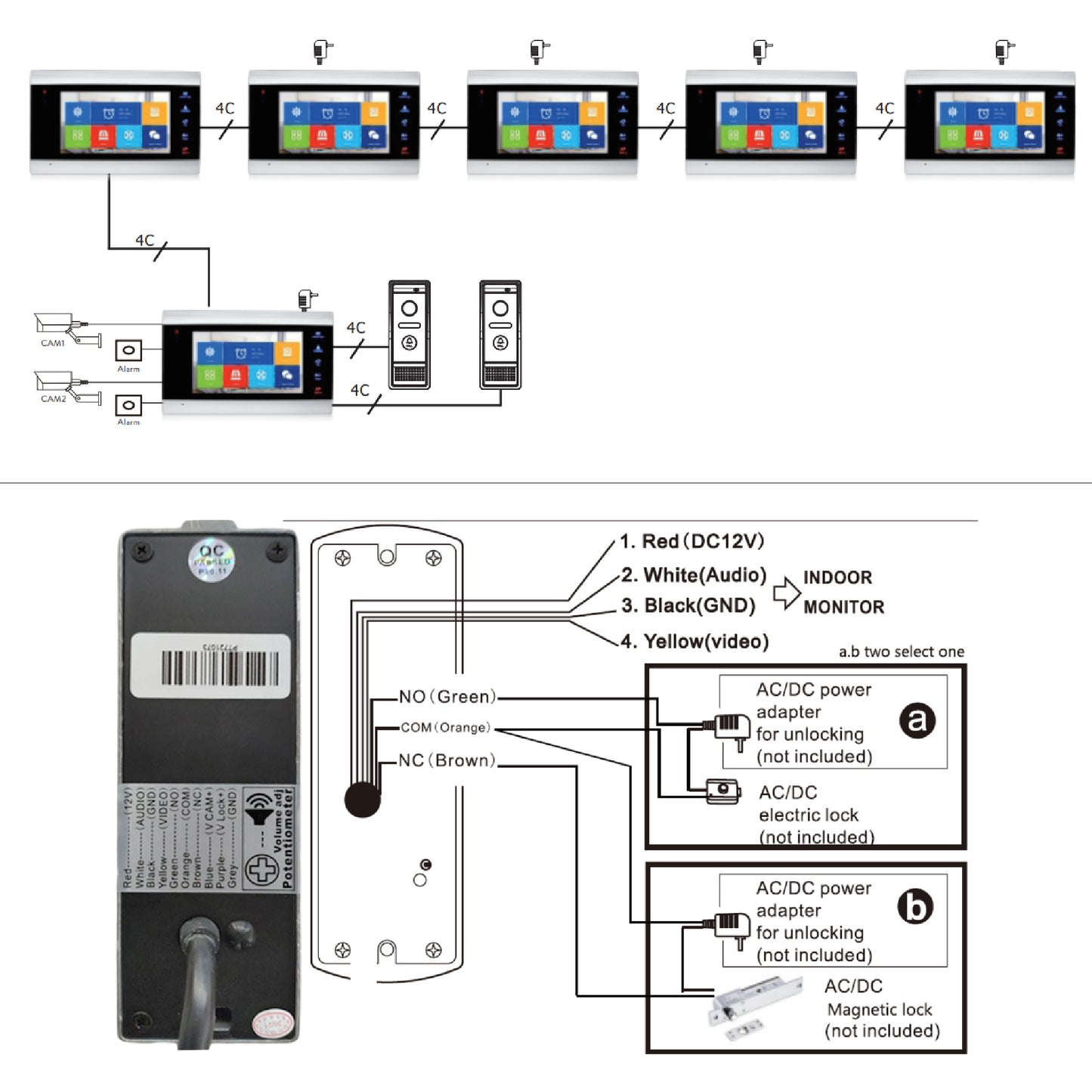 Interfon video inteligent PNI SafeHome PT720MW cu 2 monitoare, WiFi, HD, P2P, monitor interior, aplicatie dedicata Tuya Smart, IP65