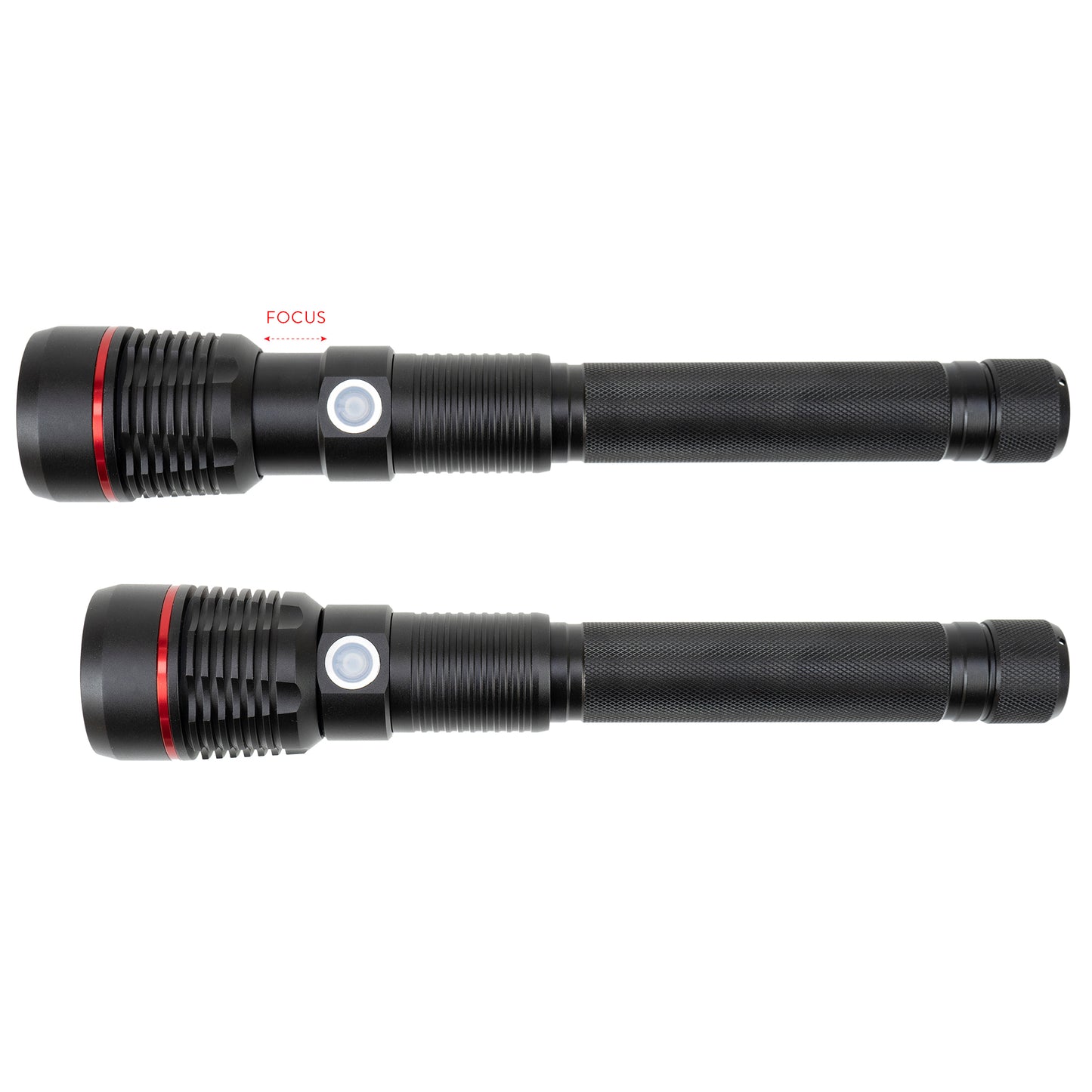 Lanterna PNI Adventure F450 din aluminiu, cu functie focus, BOOST, LED 20 W, 1500 lm pana la 450 m, 4400 mAh, IPX5, cu alimentator PNI CHG300 inclus