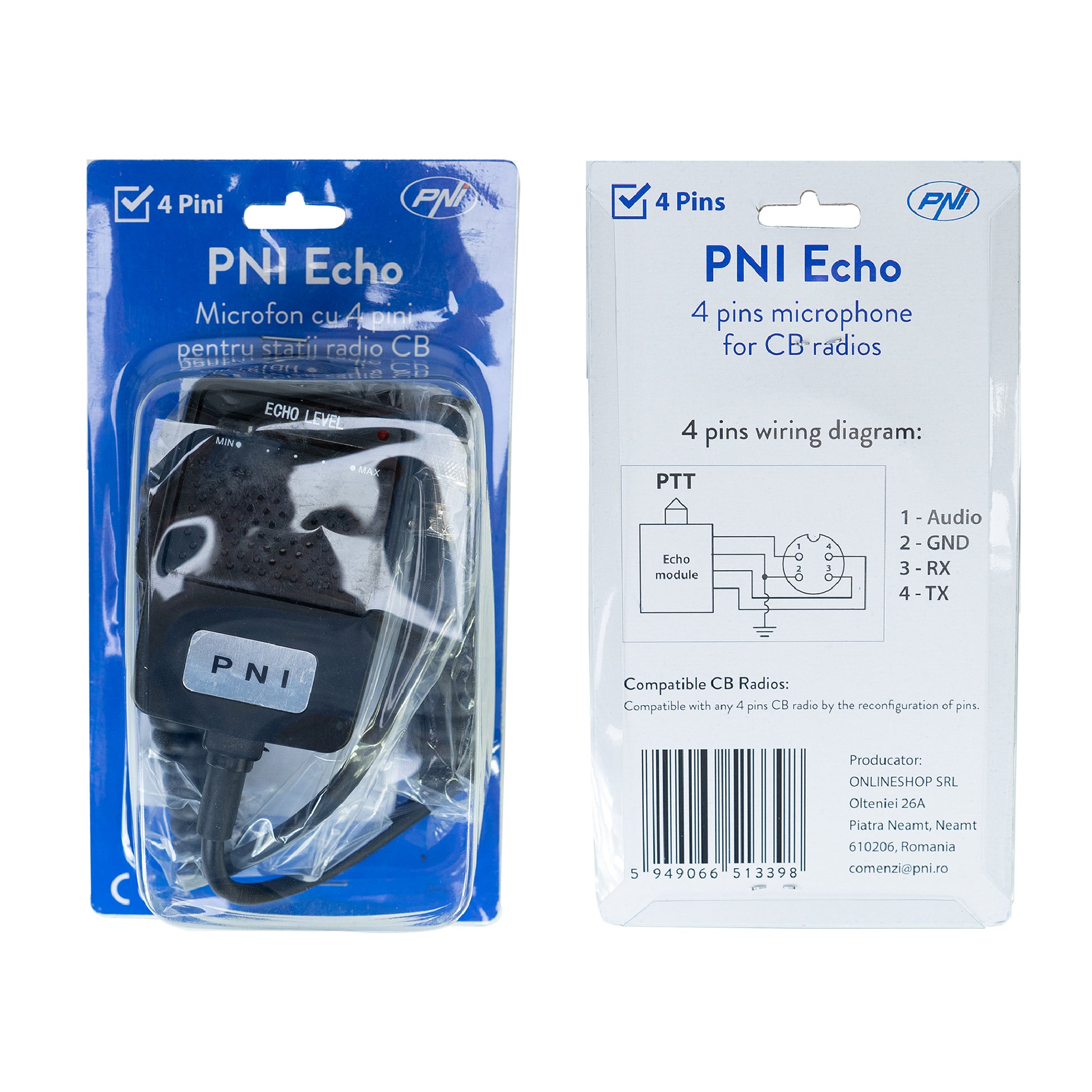 Microfon cu ecou PNI Echo 4 pini pentru statie radio CB