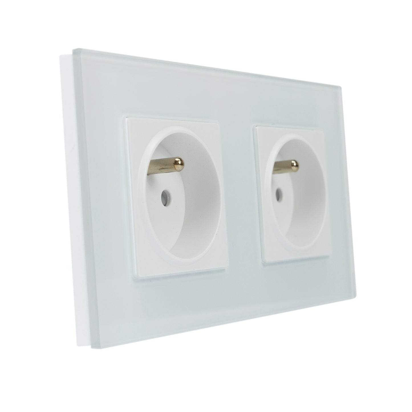 Priza dubla incastrabila PNI WP312 cu rama din sticla, 16A