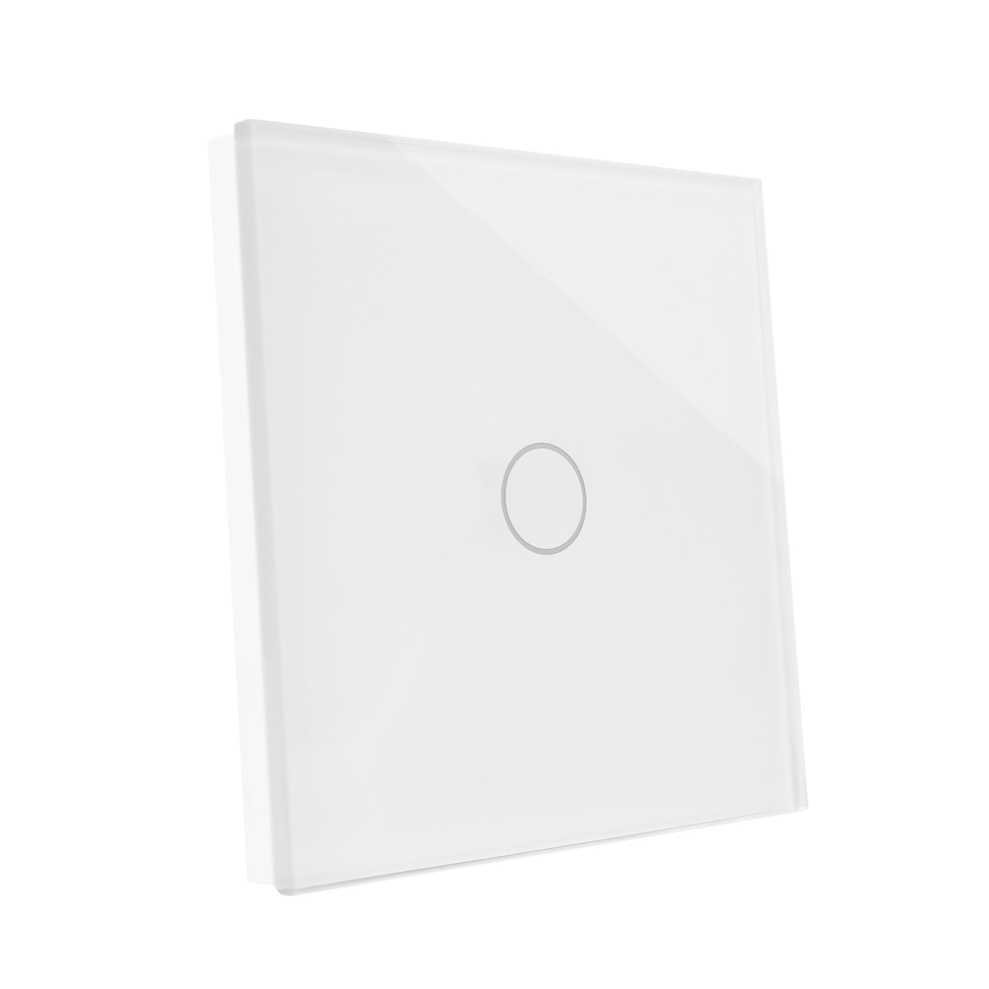 Intrerupator simplu cu touch PNI SH801 800W din sticla, alb cu LED indicator