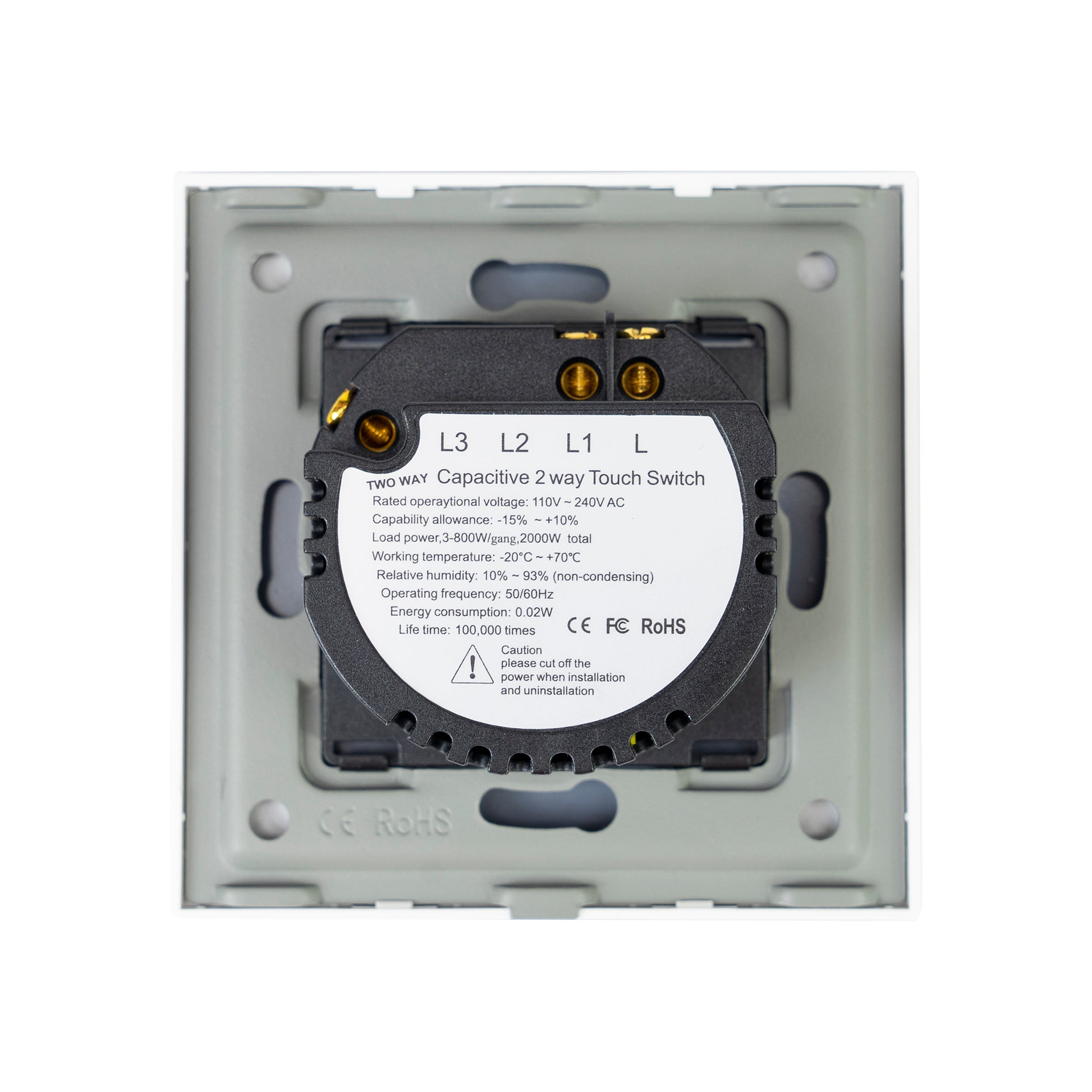 Intrerupator simplu cu touch PNI SH801 800W din sticla, alb cu LED indicator