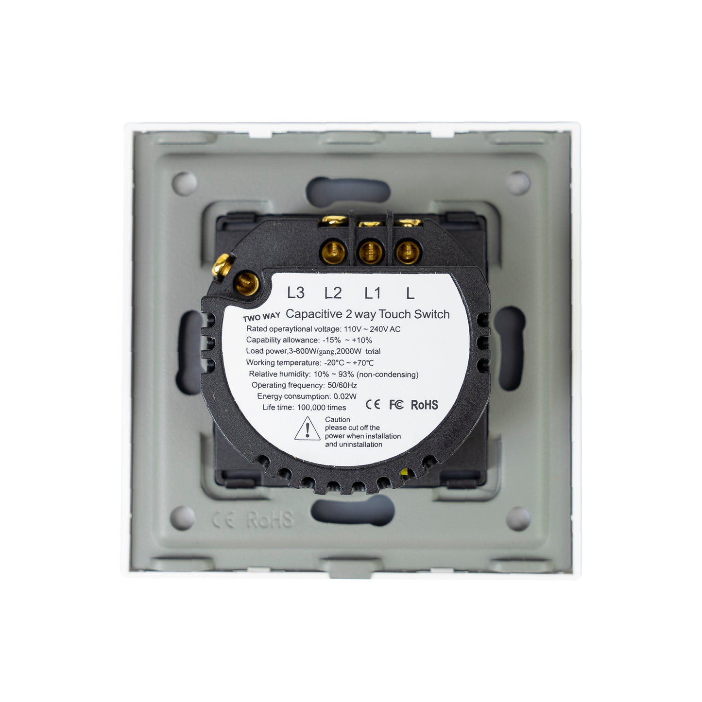 Intrerupator dublu cu touch PNI SH802 800W din sticla, alb cu LED indicator