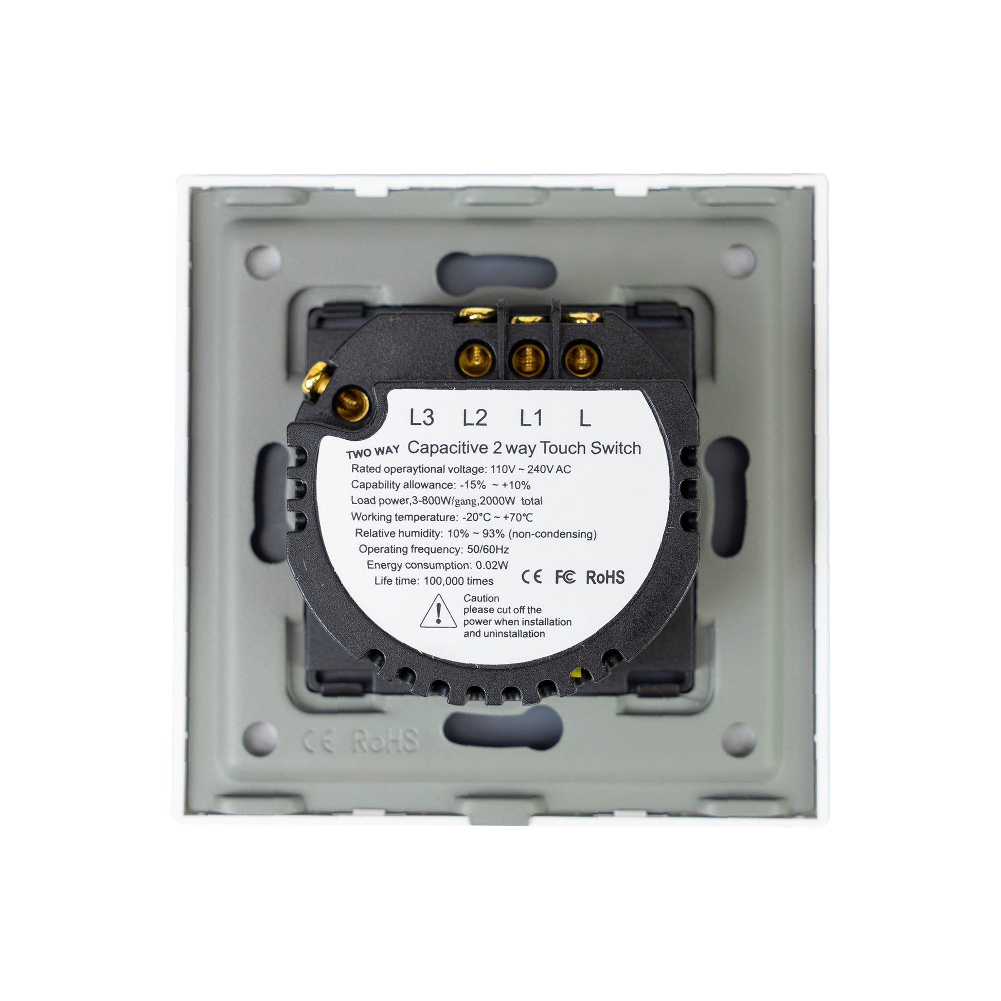 Intrerupator dublu cu touch PNI SH802 800W din sticla, alb cu LED indicator