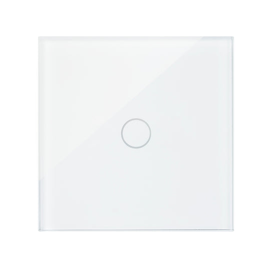 Intrerupator simplu cu touch PNI SH601 600W din sticla, alb cu LED indicator