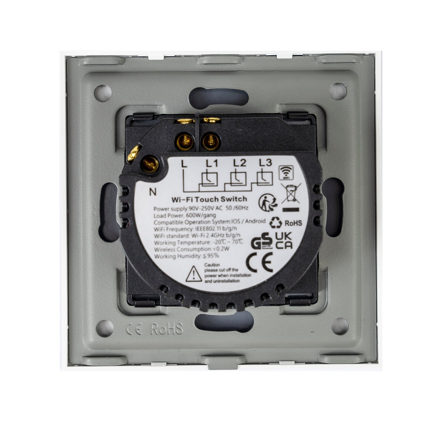 Intrerupator simplu cu touch PNI SH601 600W din sticla, alb cu LED indicator