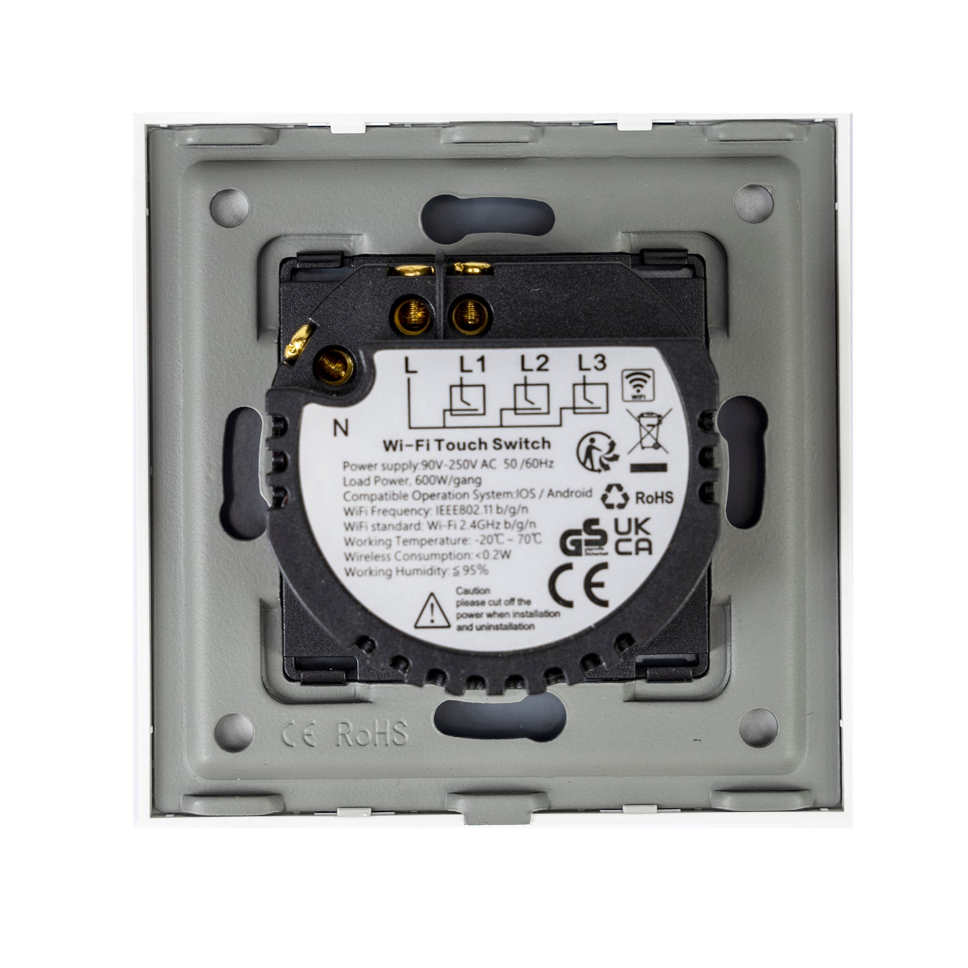 Intrerupator simplu cu touch PNI SH601 600W din sticla, alb cu LED indicator