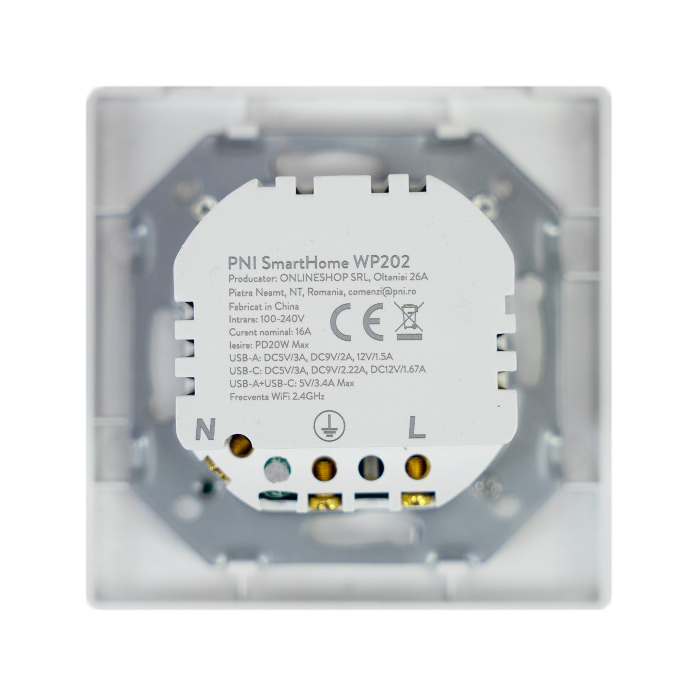 Priza inteligenta PNI SmartHome WP202 WiFi, montaj ingropat, control prin internet, aplicatie dedicata Tuya Smart, compatibila Amazon Alexa si Google Home