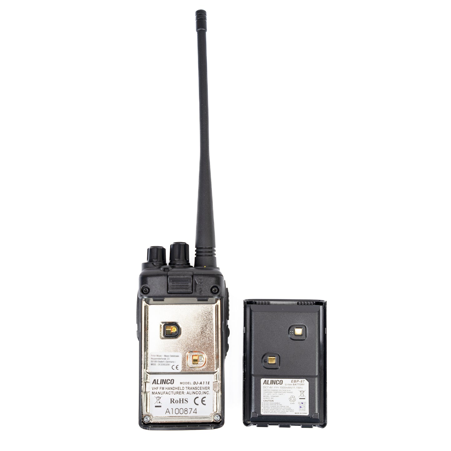 Statie radio VHF portabila PNI Alinco DJ-A-11-E, 136-174 MHz, VOX, Squelch, Compander, acumulator 1500mAh, CTCSS/DCS