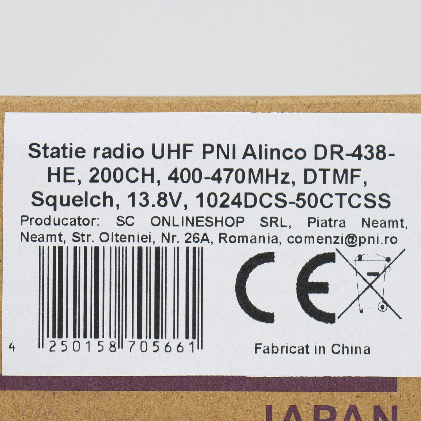 Statie radio UHF PNI Alinco DR-438-HE, 200CH, 400-470MHz, DTMF, Squelch, 13.8V, 1024DCS-50CTCSS