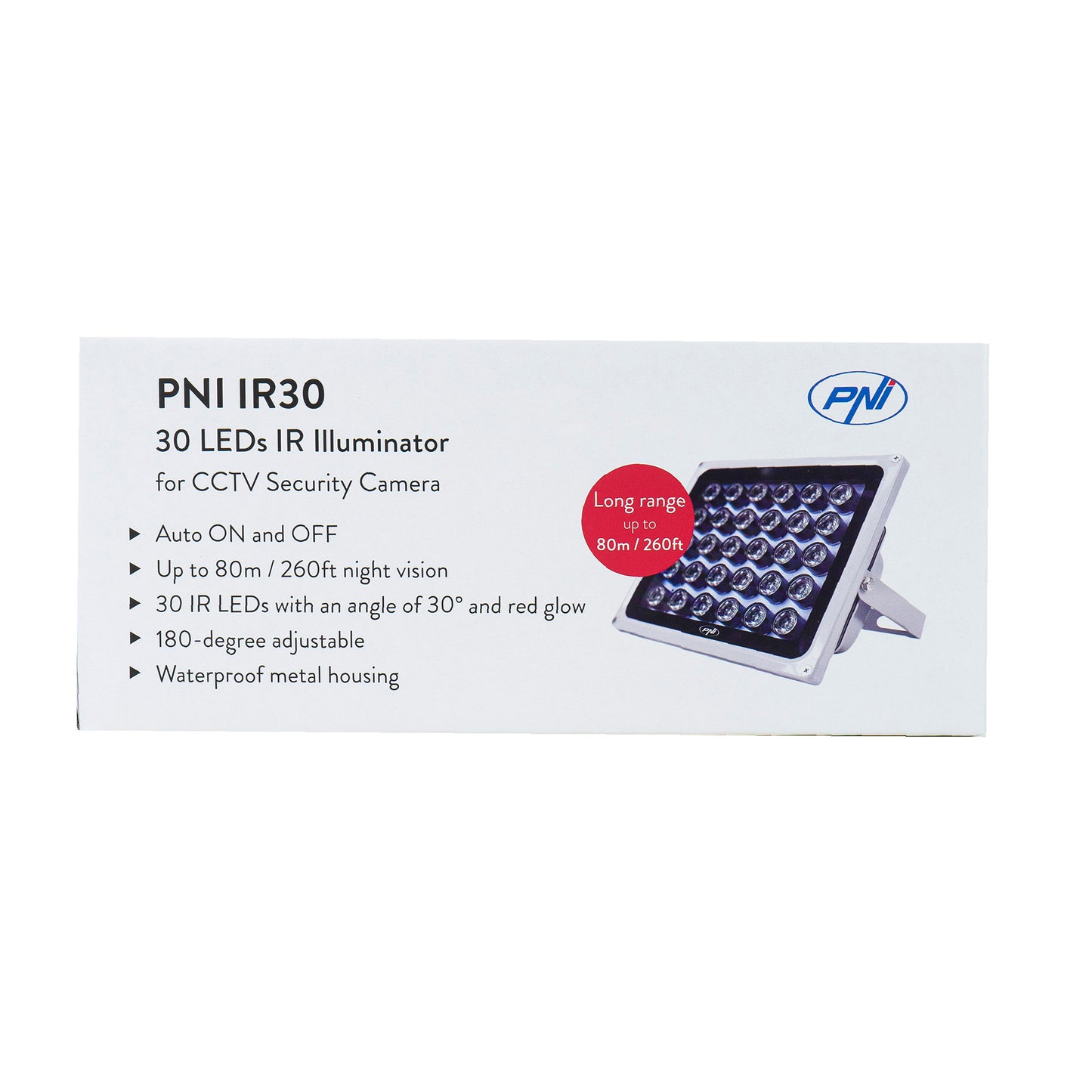 Reflector cu LED-uri infrarosu PNI IR30 pentru camere si sisteme CCTV, 30 leduri IR, distanta 80m, IP66