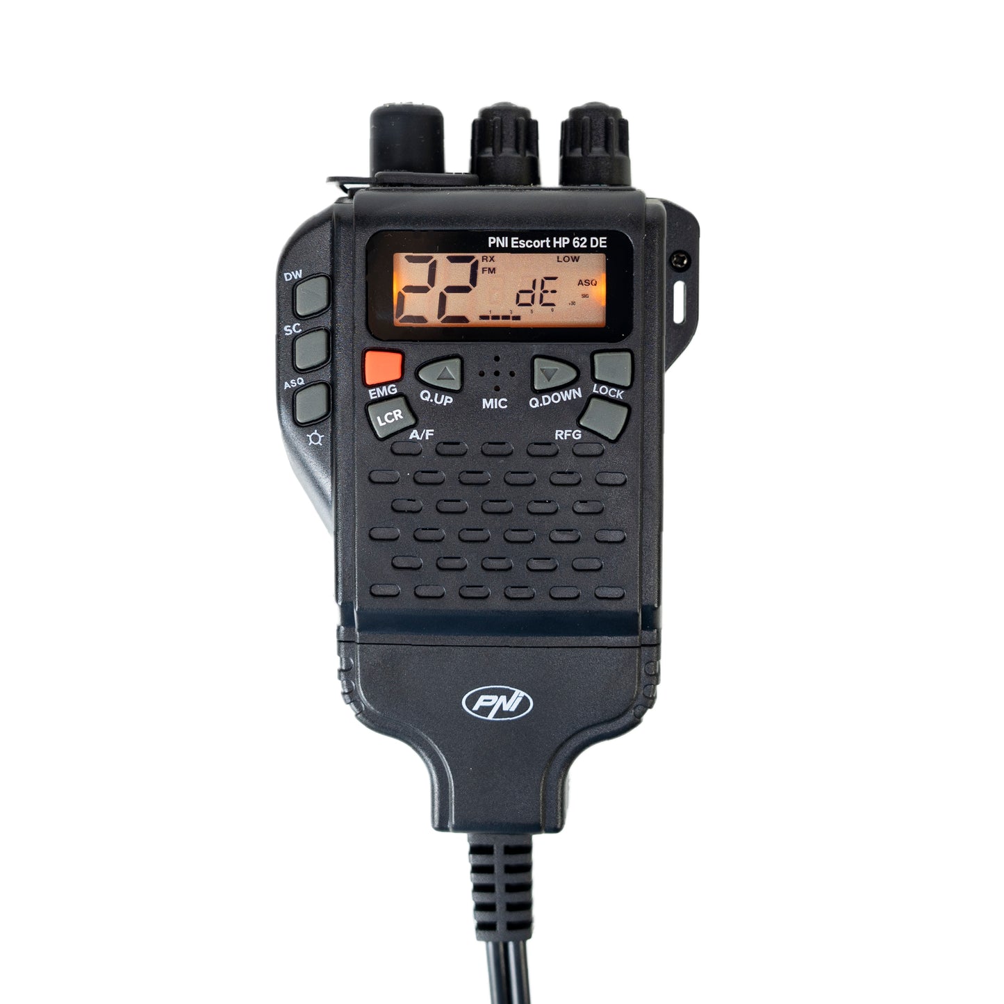 Statie radio CB portabila PNI Escort HP 62DE German version, multi standard, 4W, 12V, AM-FM, ASQ reglabil pe 5 niveluri, RF Gain pe 9 niveluri, Dual Watch, Scan, Lock
