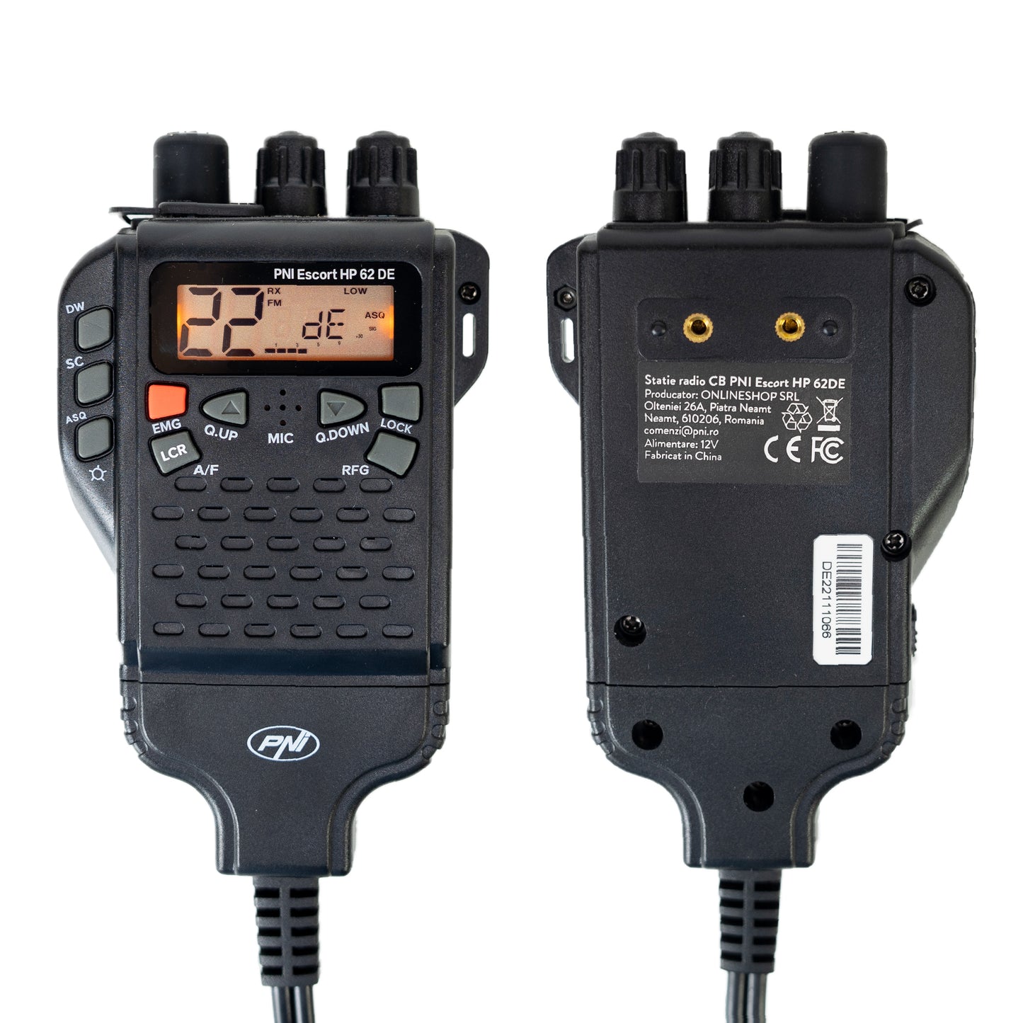 Statie radio CB portabila PNI Escort HP 62DE German version, multi standard, 4W, 12V, AM-FM, ASQ reglabil pe 5 niveluri, RF Gain pe 9 niveluri, Dual Watch, Scan, Lock