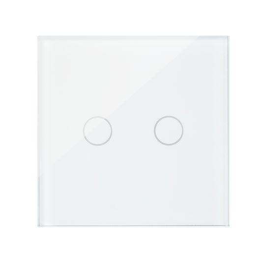 Intrerupator cap scara si cap cruce dublu cu touch PNI CS220 din sticla, alb cu LED indicator, 800 W pe intrerupator, 3.6 A