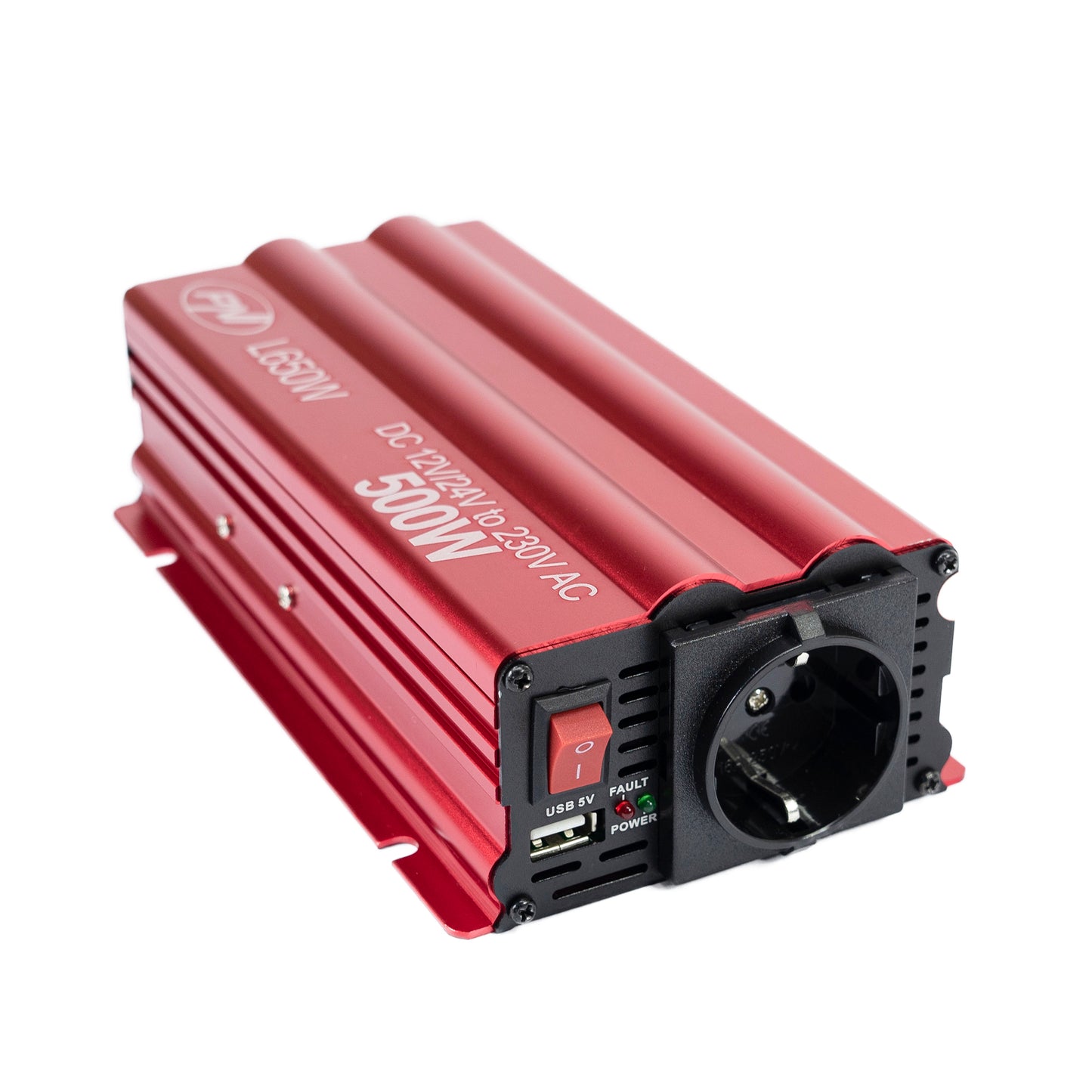 Invertor de tensiune PNI L650W alimentare duala 12V/24V, iesire 230V, 500W, sinus modificat, mufa USB 5V 500mAh, cu clesti alimentare si mufa de bricheta inclusa