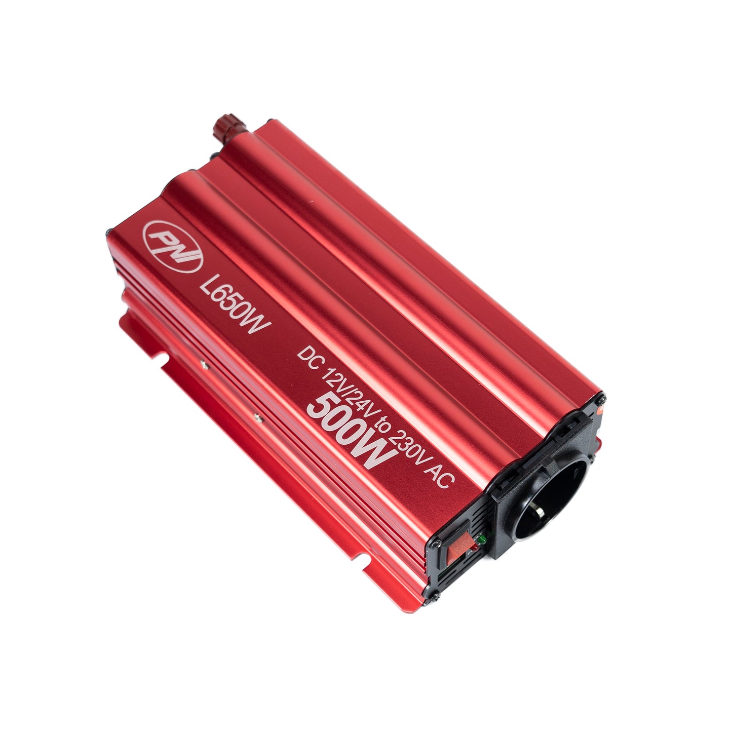 Invertor de tensiune PNI L650W alimentare duala 12V/24V, iesire 230V, 500W, sinus modificat, mufa USB 5V 500mAh, cu clesti alimentare si mufa de bricheta inclusa