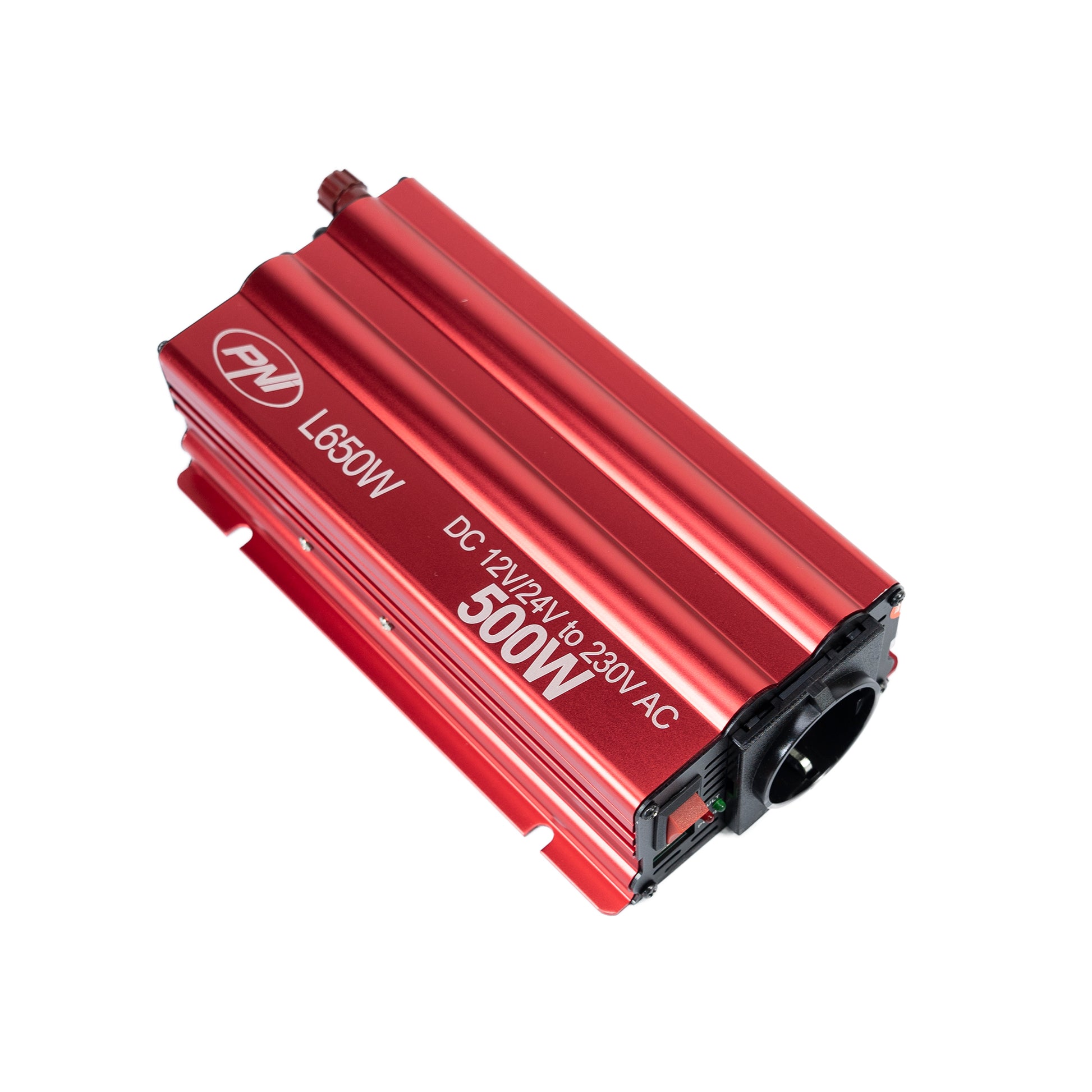 Invertor de tensiune PNI L650W alimentare duala 12V/24V, iesire 230V, 500W, sinus modificat, mufa USB 5V 500mAh, cu clesti alimentare si mufa de bricheta inclusa