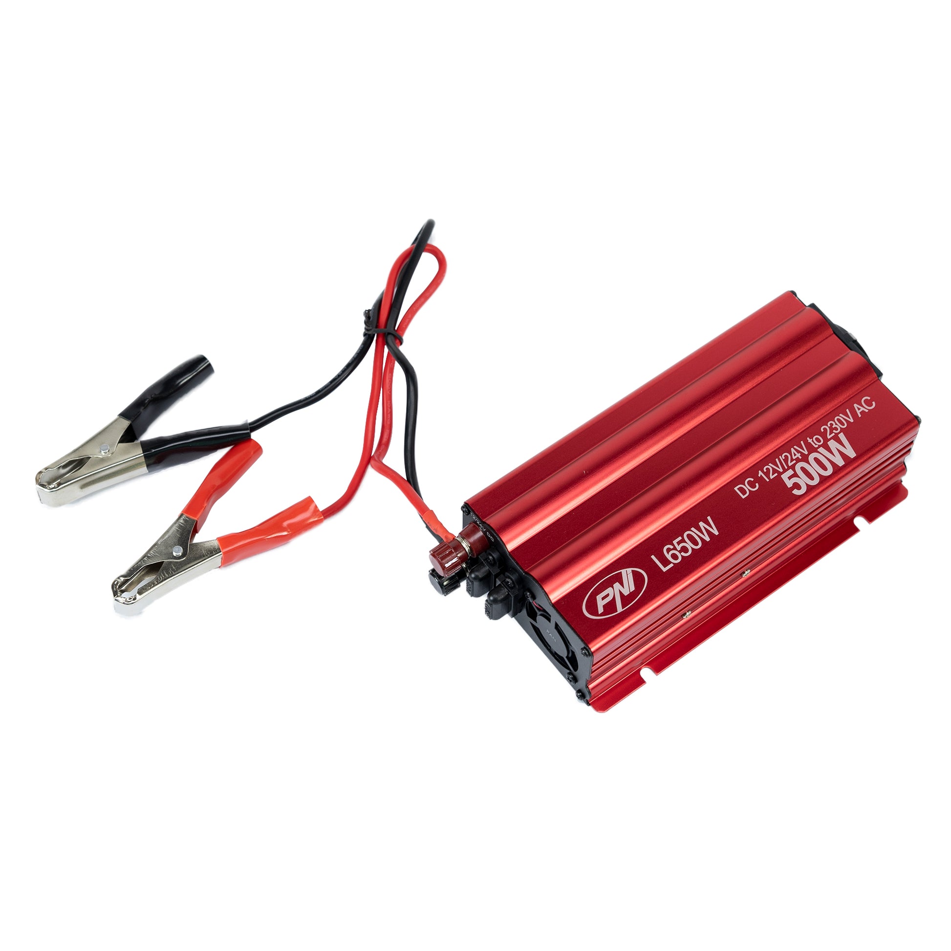 Invertor de tensiune PNI L650W alimentare duala 12V/24V, iesire 230V, 500W, sinus modificat, mufa USB 5V 500mAh, cu clesti alimentare si mufa de bricheta inclusa