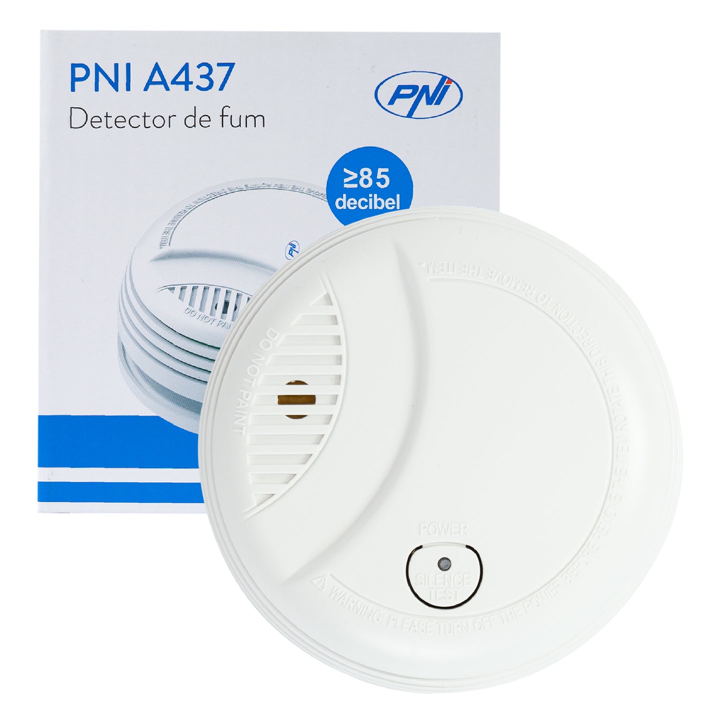 Senzor de fum PNI A437 standalone, cu alarmare sonora si luminoasa, 85dB, interior, alb