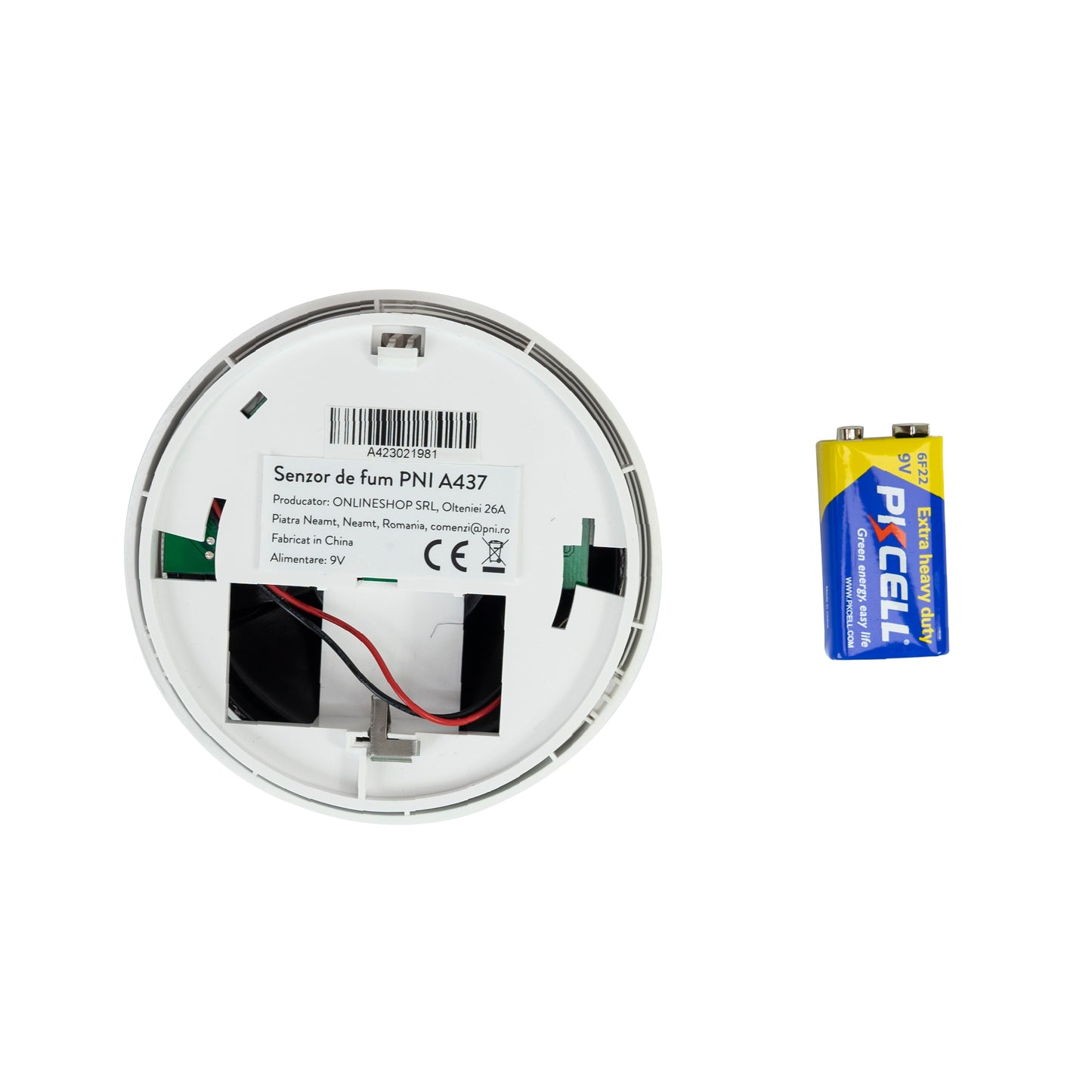 Senzor de fum PNI A437 standalone, cu alarmare sonora si luminoasa, 85dB, interior, alb