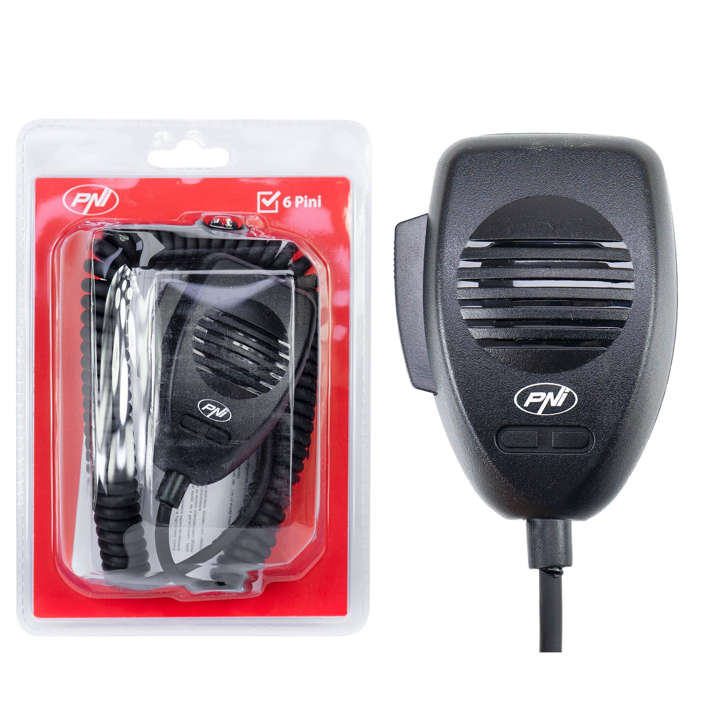 Microfon PNI CDS06 tip condenser cu 6 pini pentru statie radio CB, compatibil cu statii CB President, Midland, Albrecht