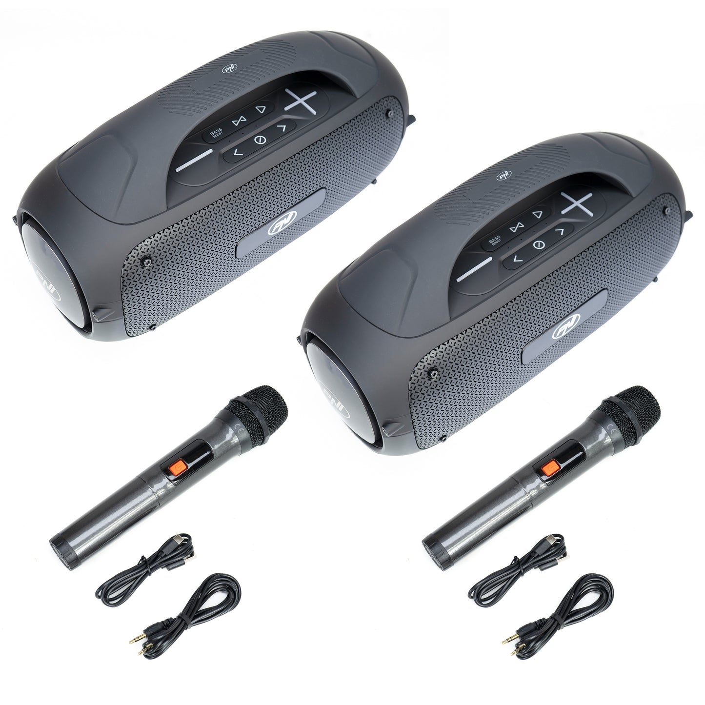 Set 2 boxe portabile PNI FunBox BT600, imperechere prin Bluetooth cu functie sunet stereo, 65W, IPX4