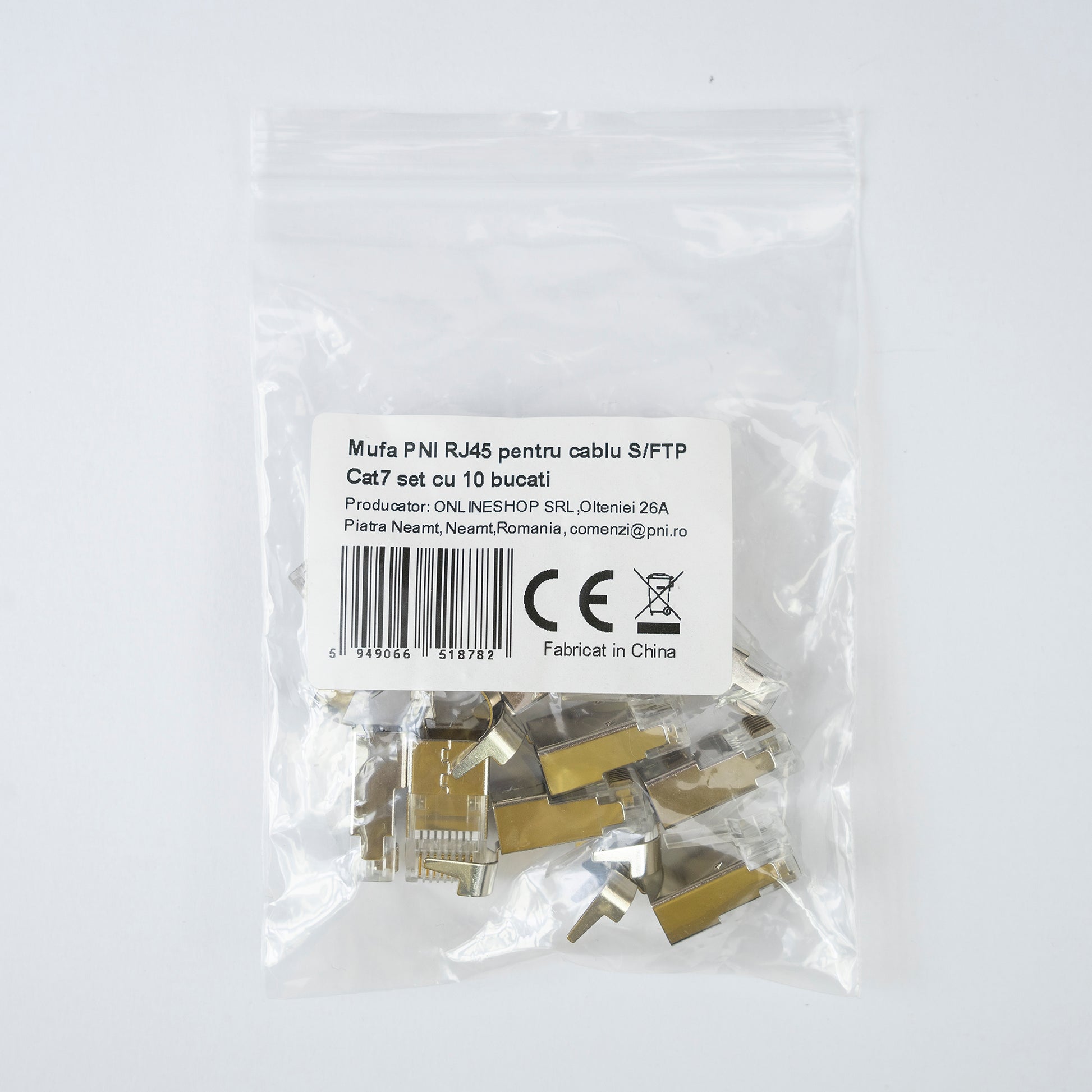 Mufa PNI RJ45 pentru cablu S/FTP Cat7 set cu 10 bucati